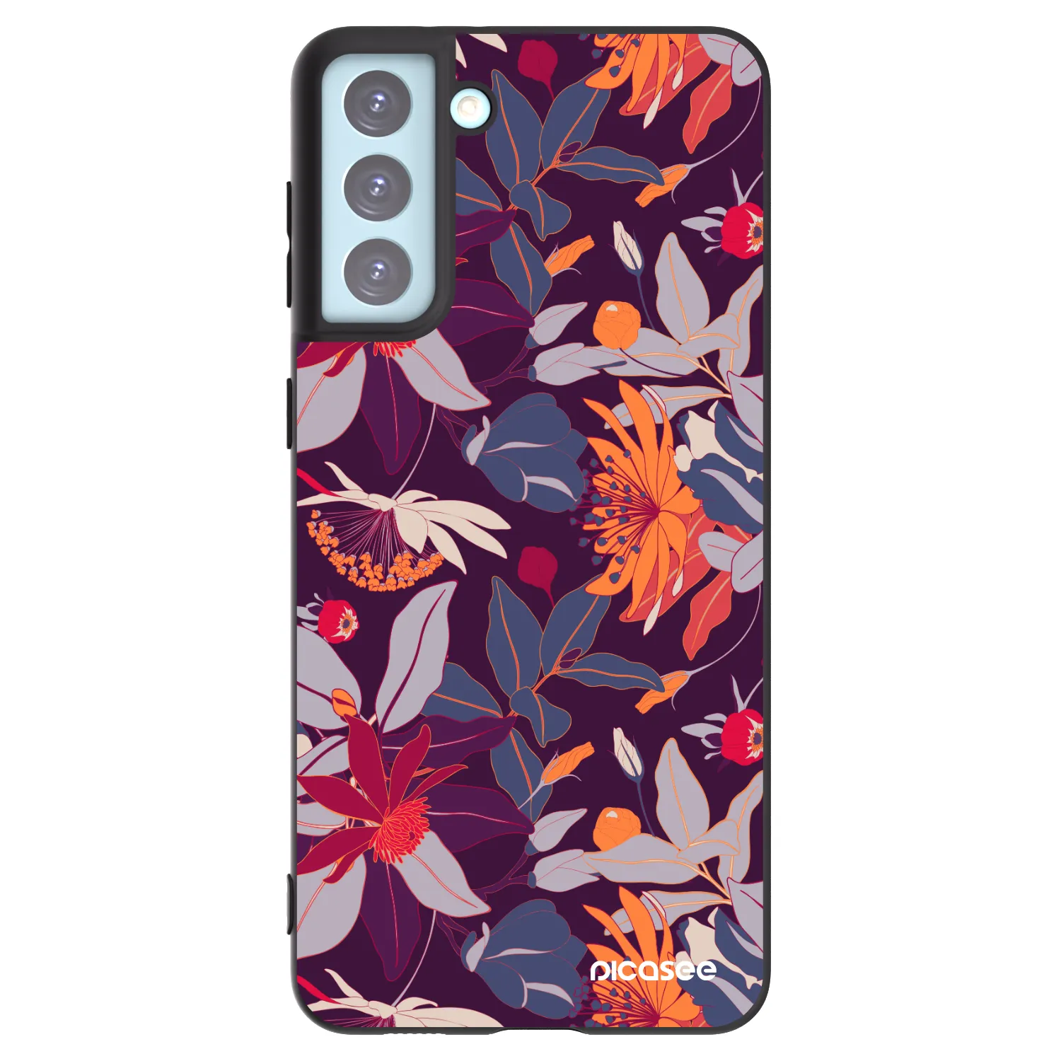 Picasee husă neagră din silicon pentru Samsung Galaxy S21+ 5G G996F - Purple Leaf