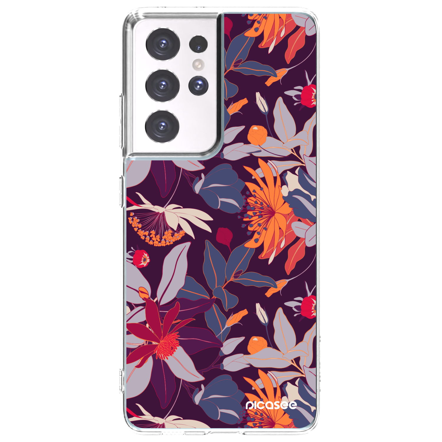 Picasee husă transparentă din silicon pentru Samsung Galaxy S21 Ultra 5G G998B - Purple Leaf
