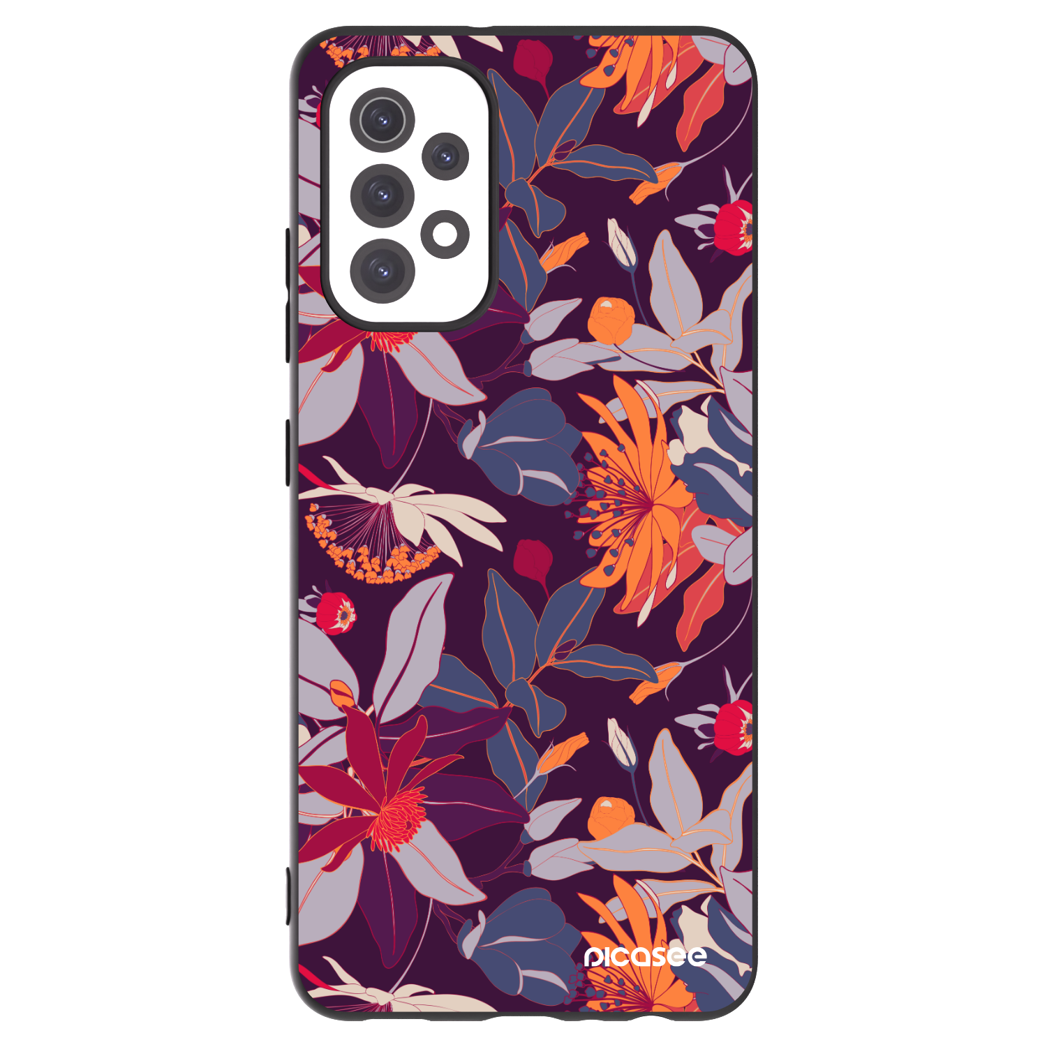 Picasee husă neagră din silicon pentru Samsung Galaxy A32 5G A326B - Purple Leaf