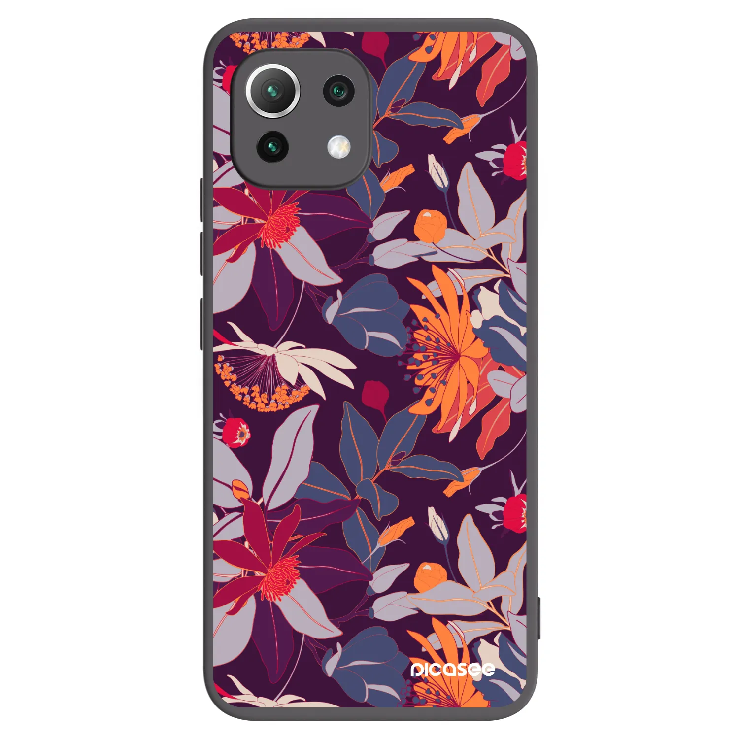 Picasee husă neagră din silicon pentru Xiaomi Mi 11 Lite - Purple Leaf
