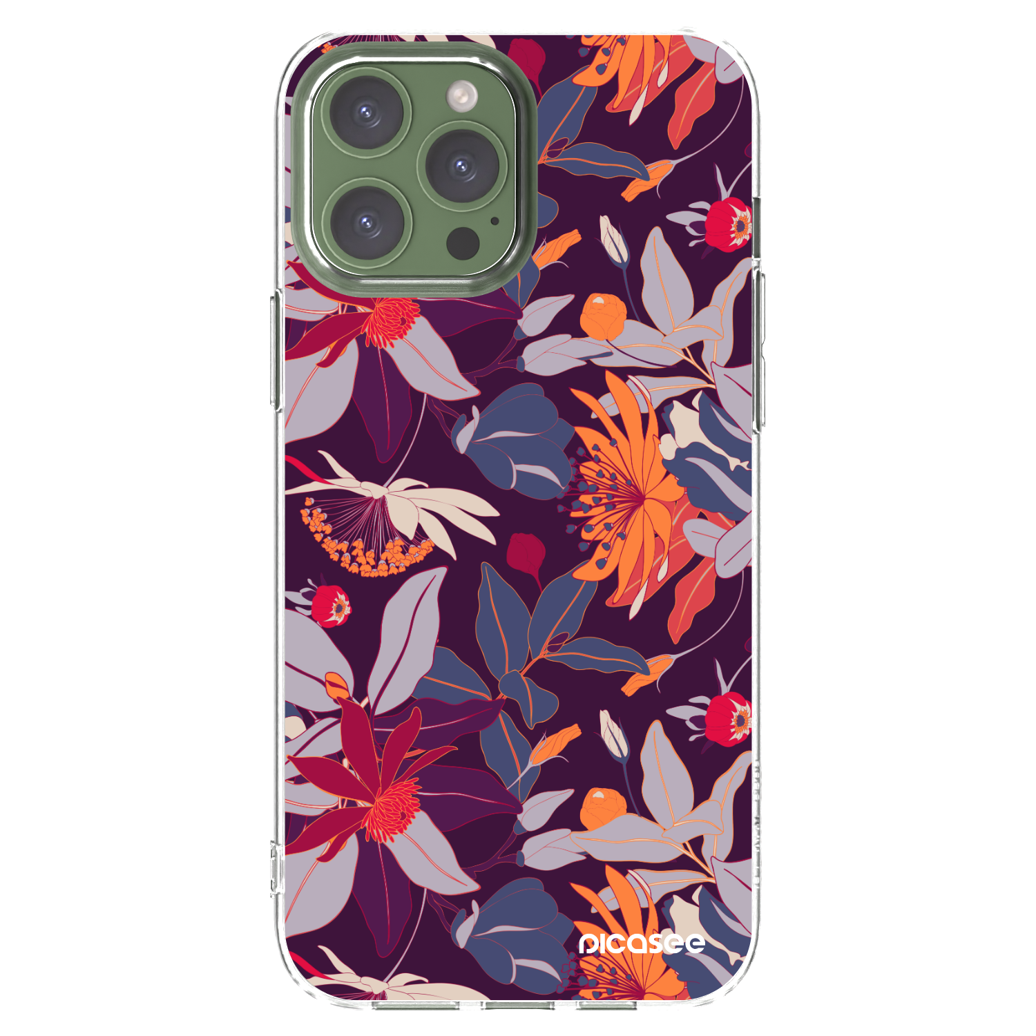 Picasee husă transparentă din silicon pentru Apple iPhone 13 Pro Max - Purple Leaf