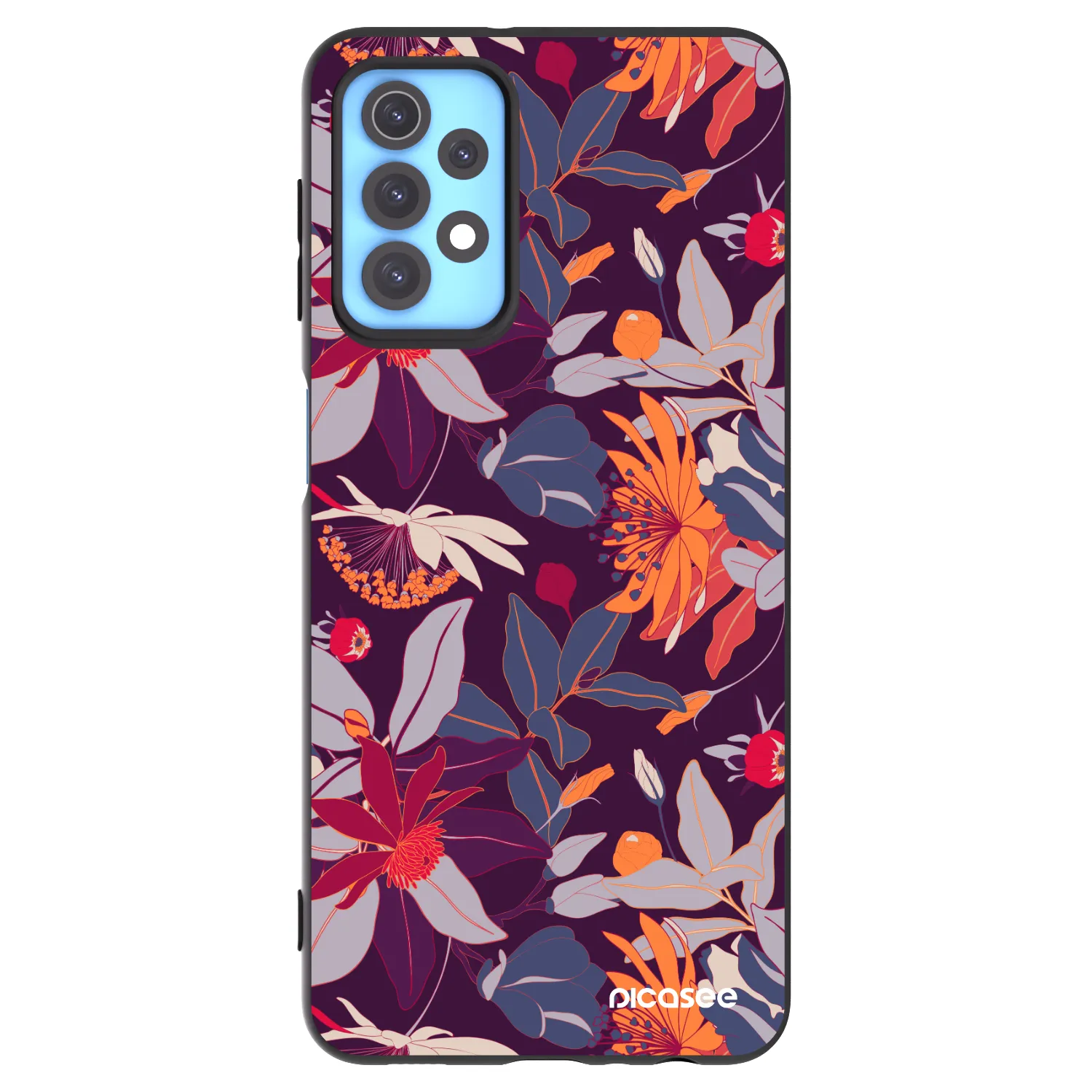 Picasee husă neagră din silicon pentru Samsung Galaxy A32 4G SM-A325F - Purple Leaf