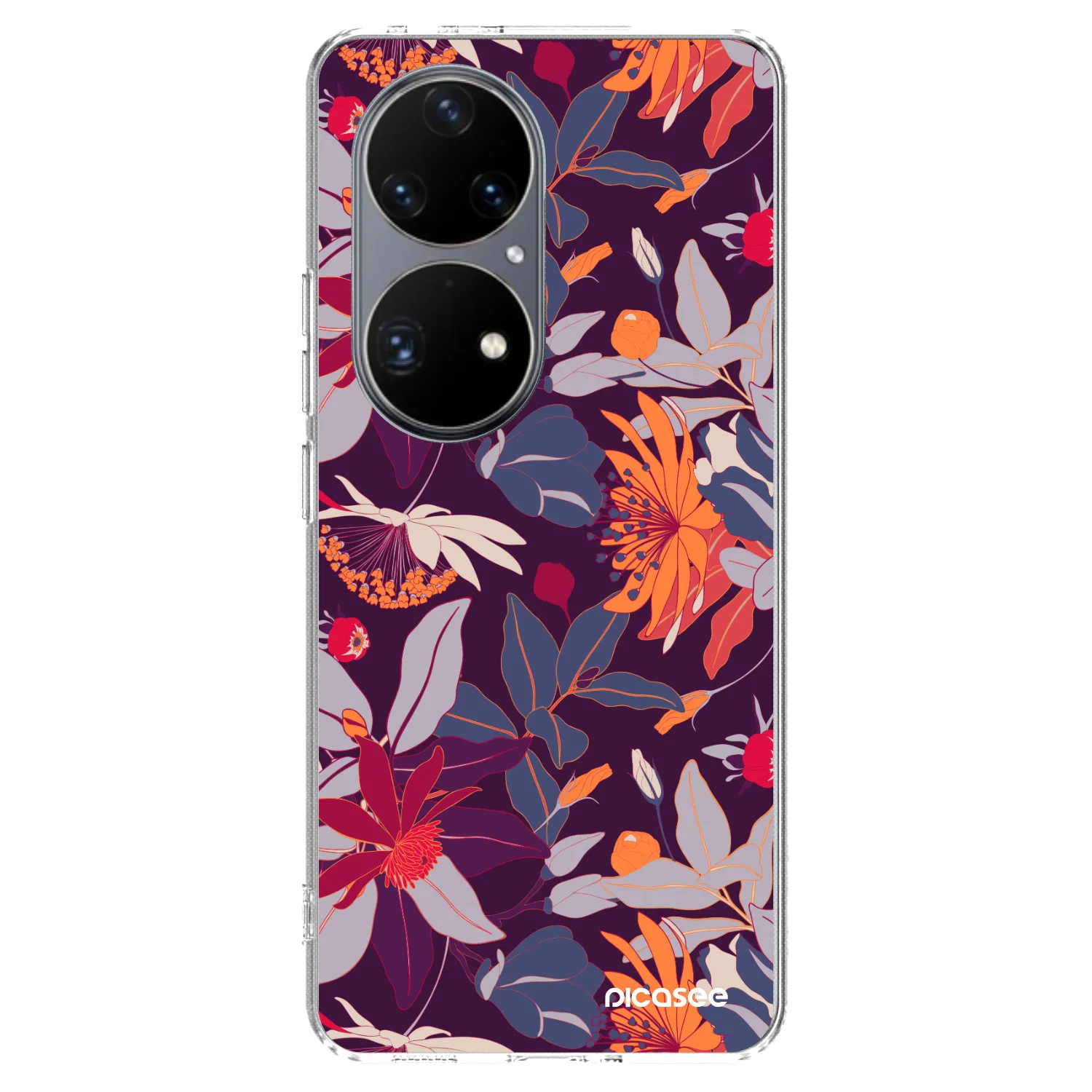 Picasee husă transparentă din silicon pentru Huawei P50 - Purple Leaf
