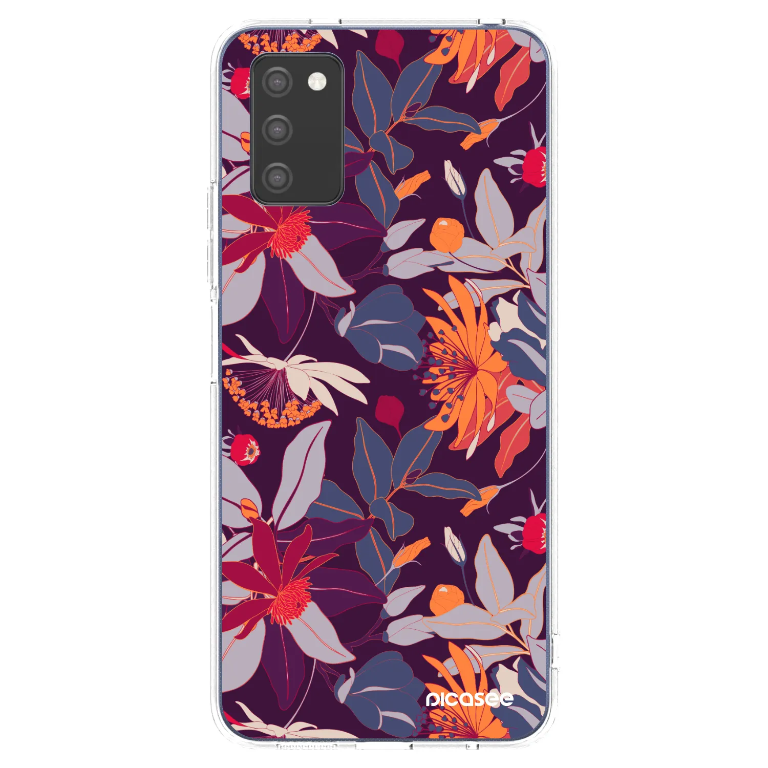 Picasee husă transparentă din silicon pentru Samsung Galaxy A02s A025G - Purple Leaf