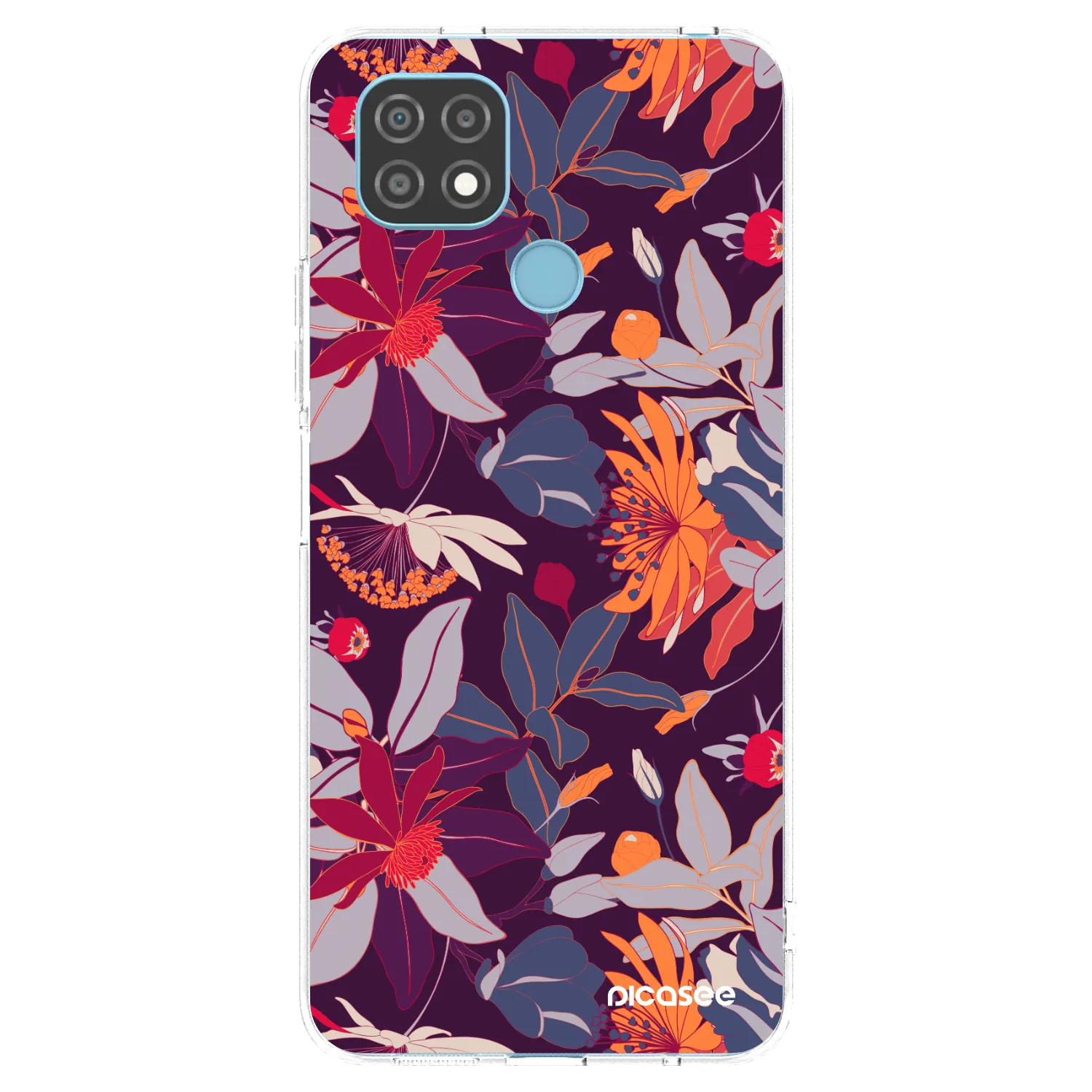 Picasee husă transparentă din silicon pentru Realme C21 - Purple Leaf