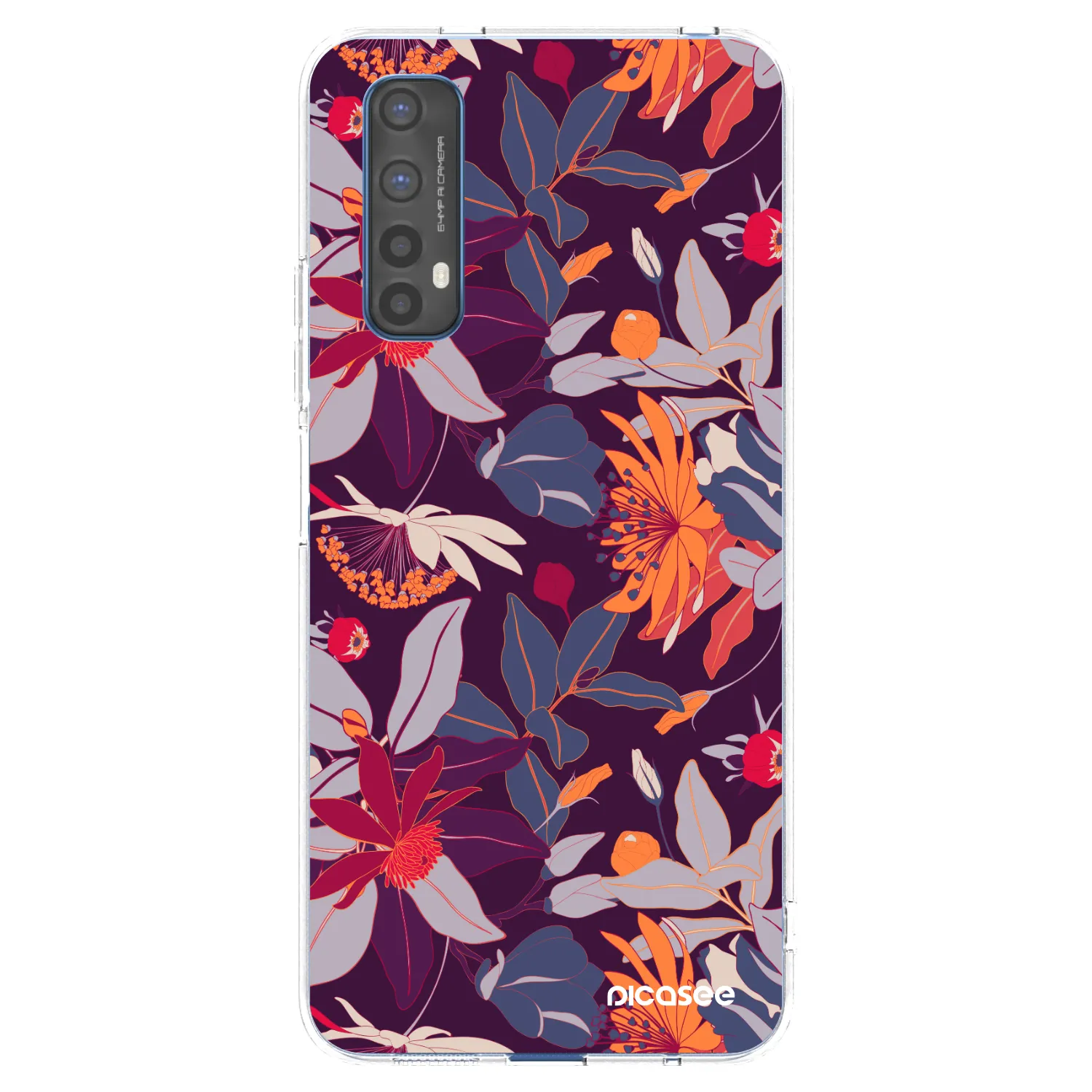 Picasee husă transparentă din silicon pentru Realme 7 - Purple Leaf