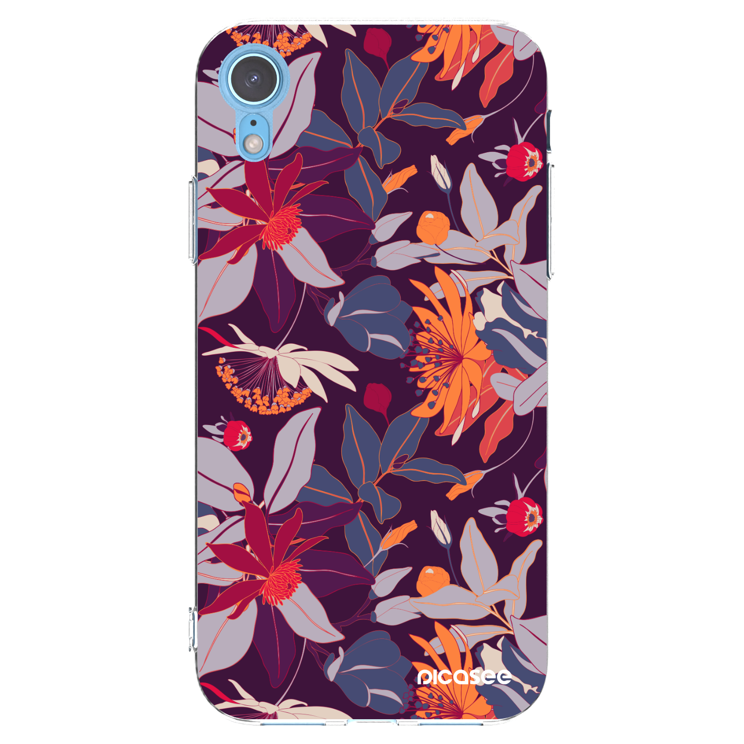 Picasee husă transparentă din silicon pentru Apple iPhone XR - Purple Leaf
