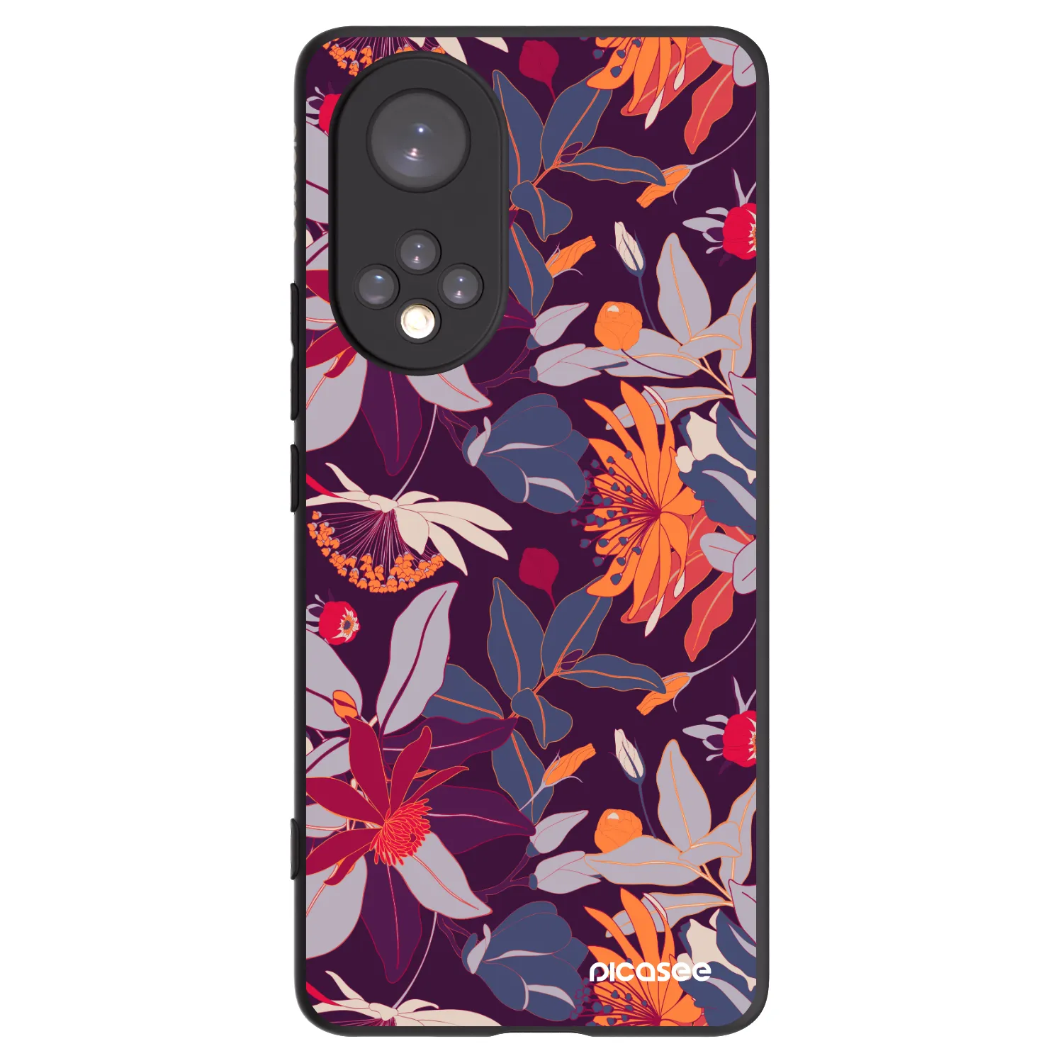 Picasee husă neagră din silicon pentru Huawei Nova 9 - Purple Leaf