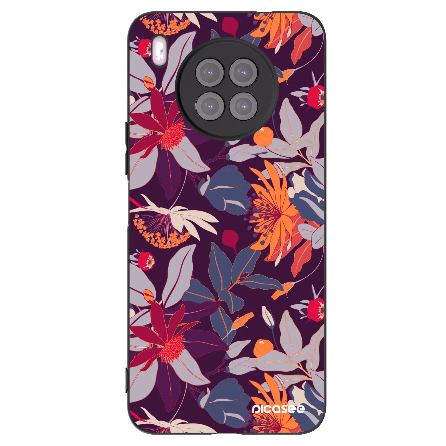 Picasee husă neagră din silicon pentru Huawei Nova 8i - Purple Leaf