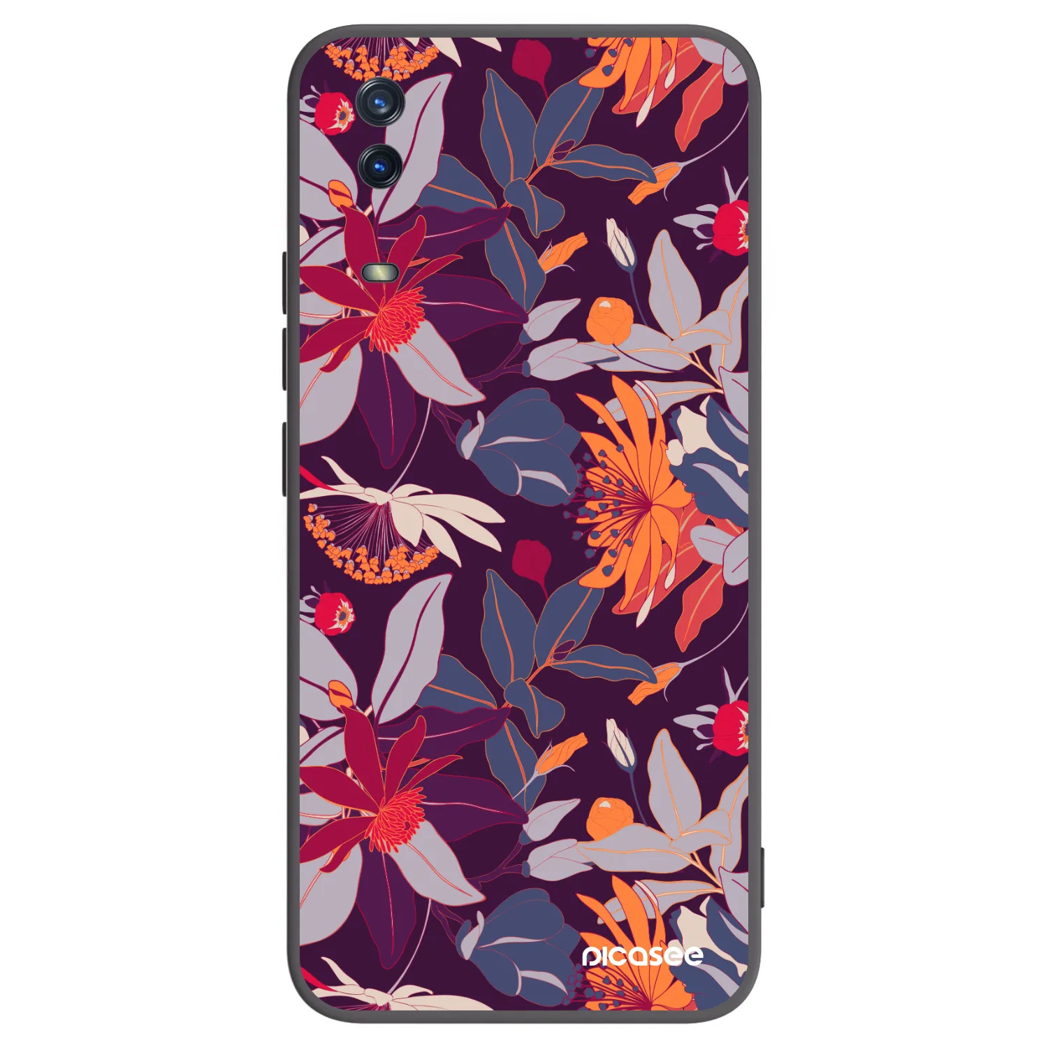 Picasee husă neagră din silicon pentru Vivo Y11s - Purple Leaf