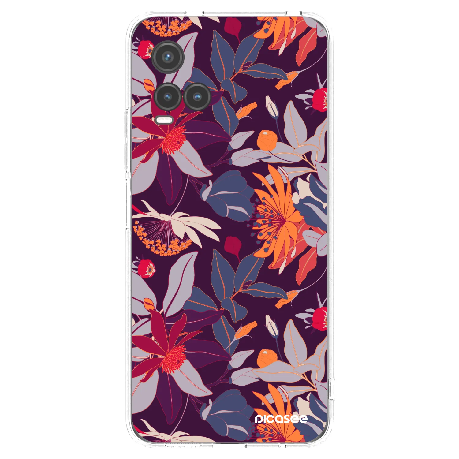 Picasee husă transparentă din silicon pentru Vivo Y33s - Purple Leaf
