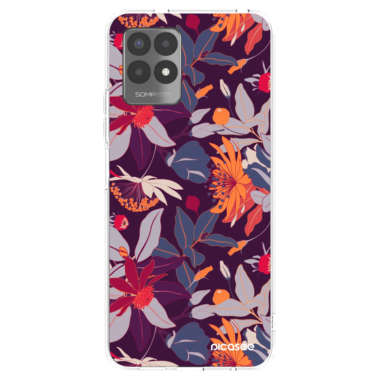 Picasee husă transparentă din silicon pentru Realme 8i - Purple Leaf