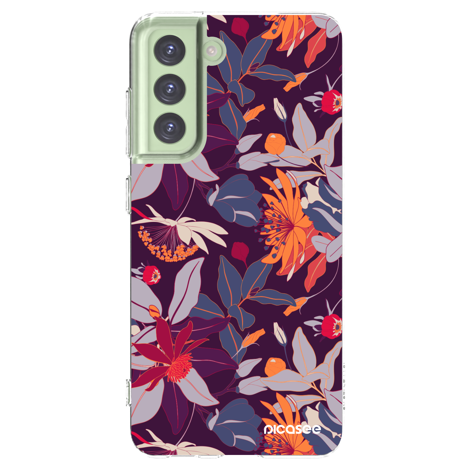 Picasee husă transparentă din silicon pentru Samsung Galaxy S21 FE 5G - Purple Leaf