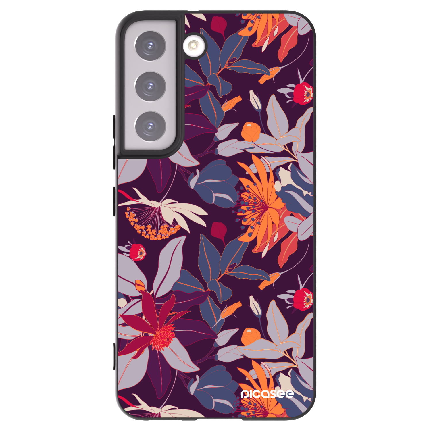 Picasee husă neagră din silicon pentru Samsung Galaxy S22 5G - Purple Leaf