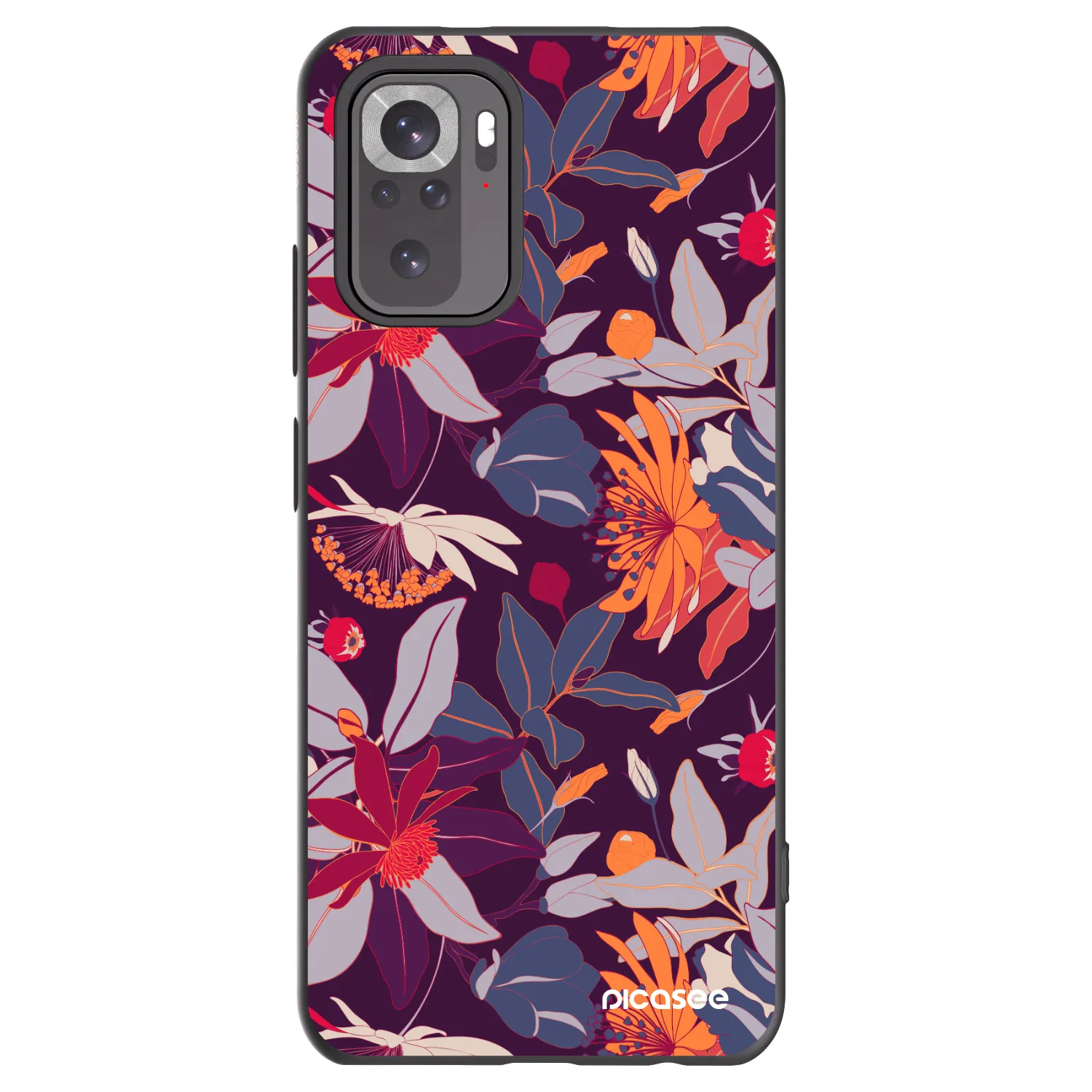 Picasee husă neagră din silicon pentru Xiaomi Redmi Note 11S 4G - Purple Leaf