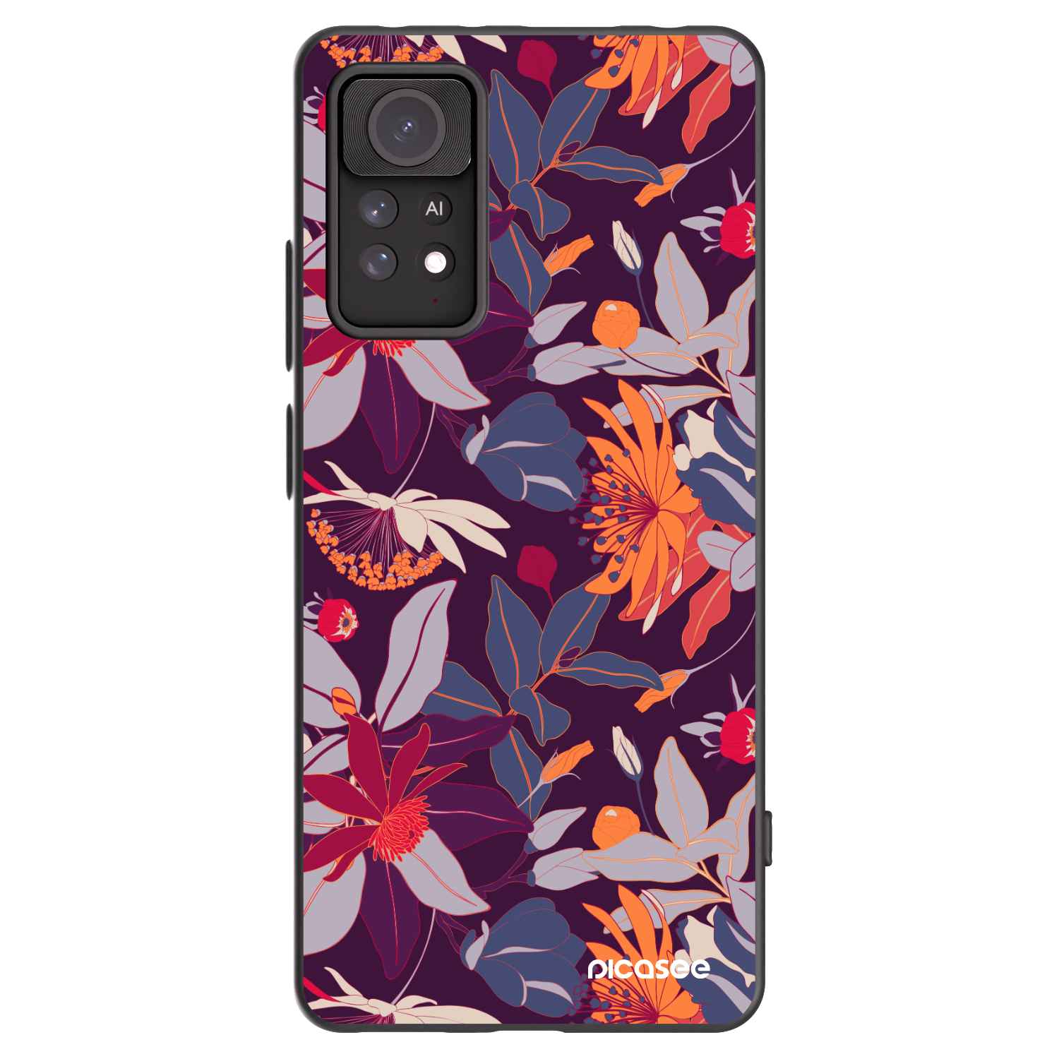 Picasee husă neagră din silicon pentru Xiaomi Redmi Note 11 Pro - Purple Leaf