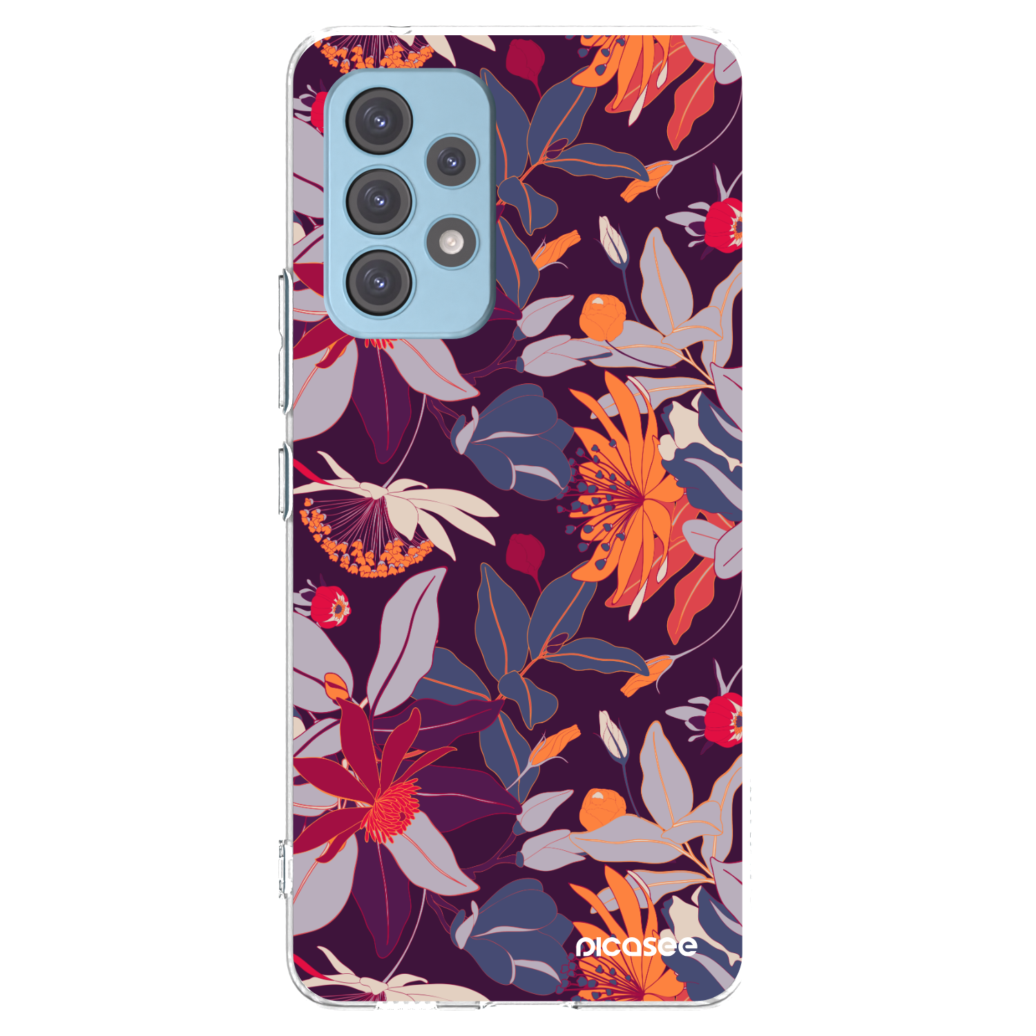 Picasee husă transparentă din silicon pentru Samsung Galaxy A53 5G A536 - Purple Leaf
