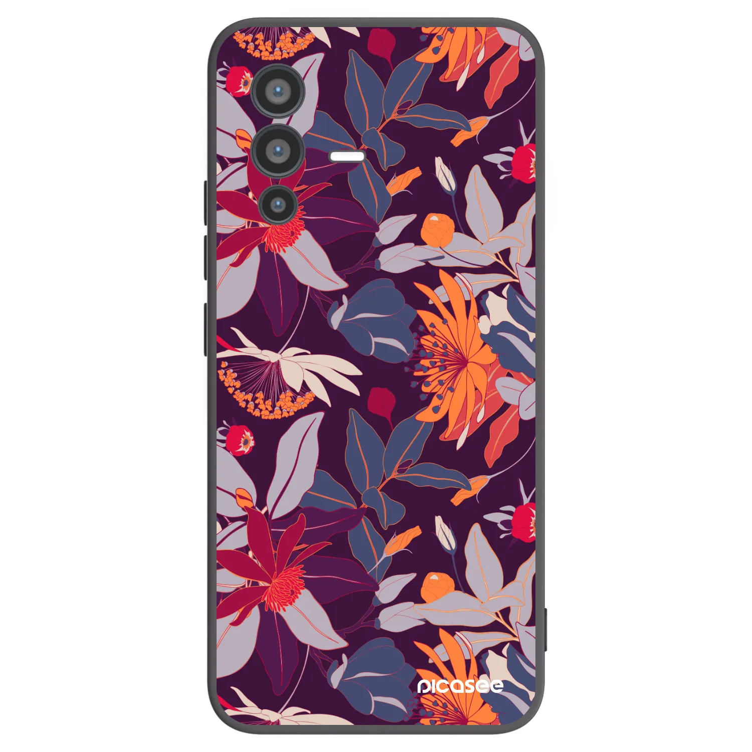 Picasee husă neagră din silicon pentru Vivo V23 5G - Purple Leaf