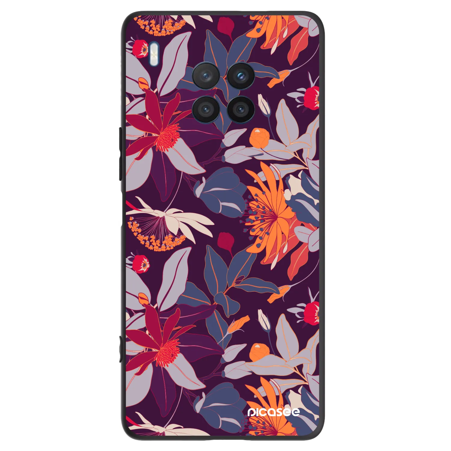 Picasee husă neagră din silicon pentru Honor 50 Lite - Purple Leaf