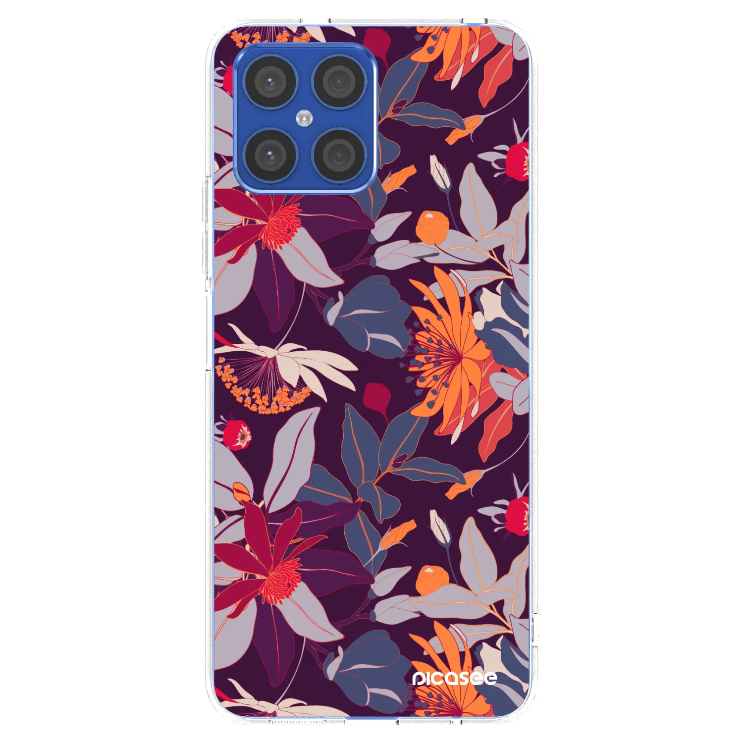 Picasee husă transparentă din silicon pentru Honor X8 4G - Purple Leaf