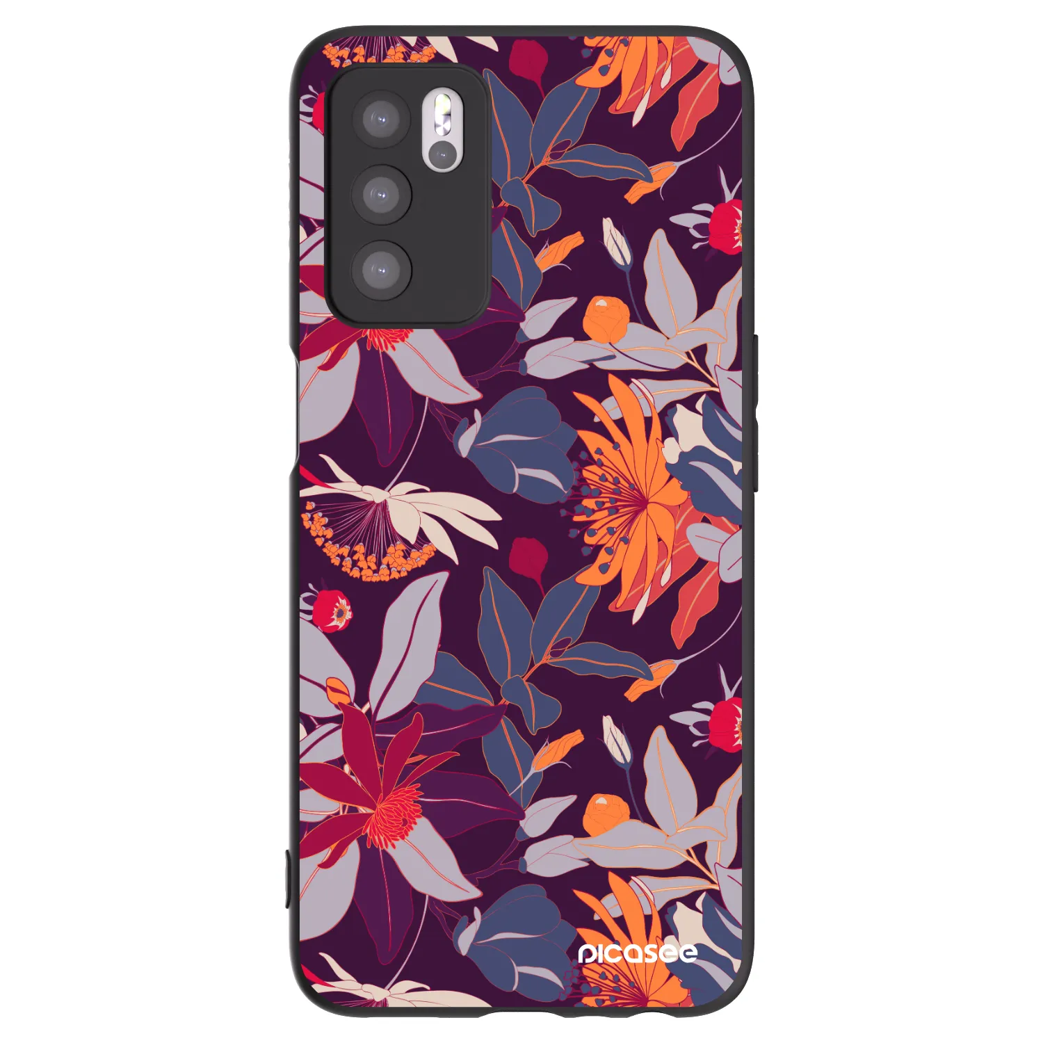 Picasee husă neagră din silicon pentru OPPO A16s - Purple Leaf