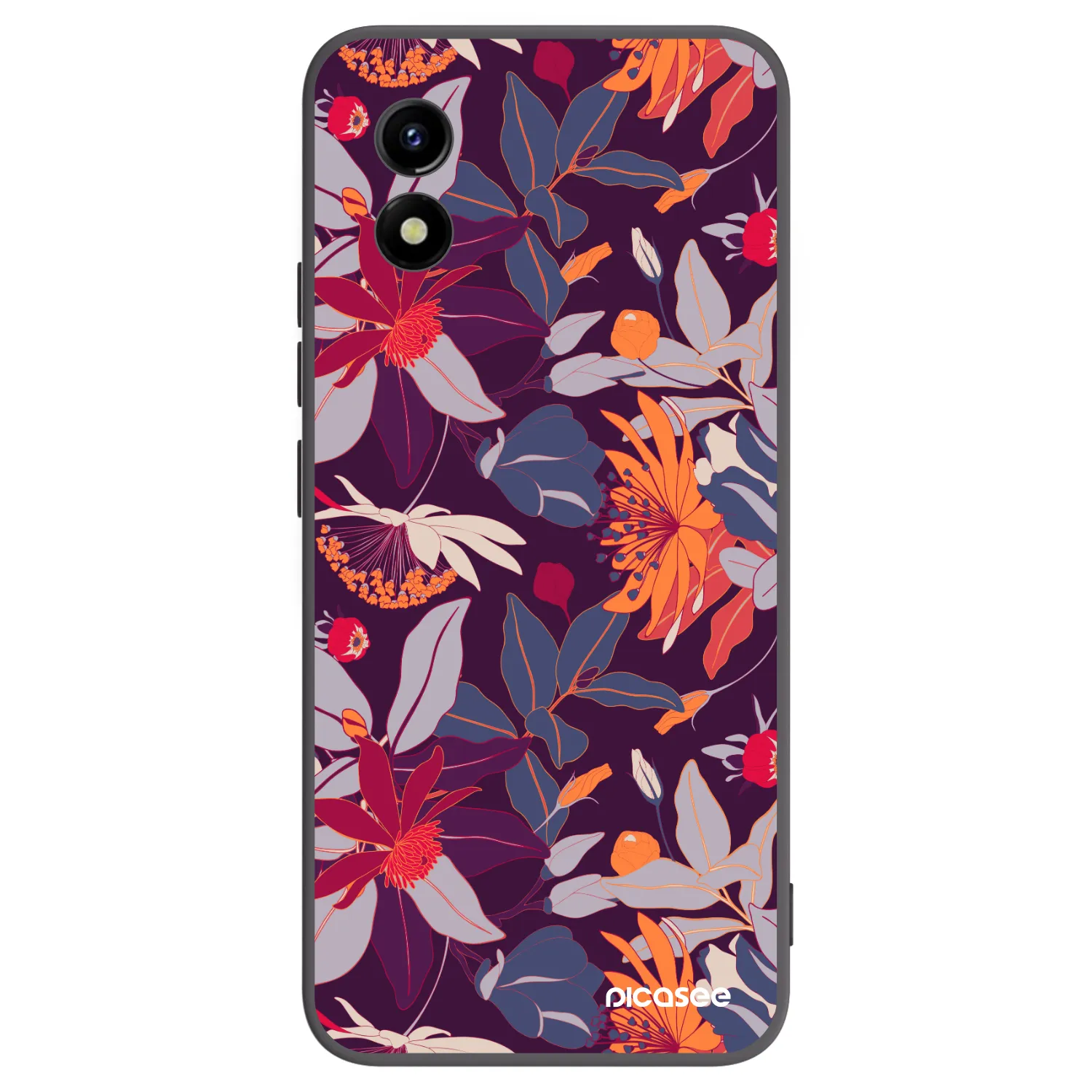 Picasee husă neagră din silicon pentru Vivo Y01 - Purple Leaf