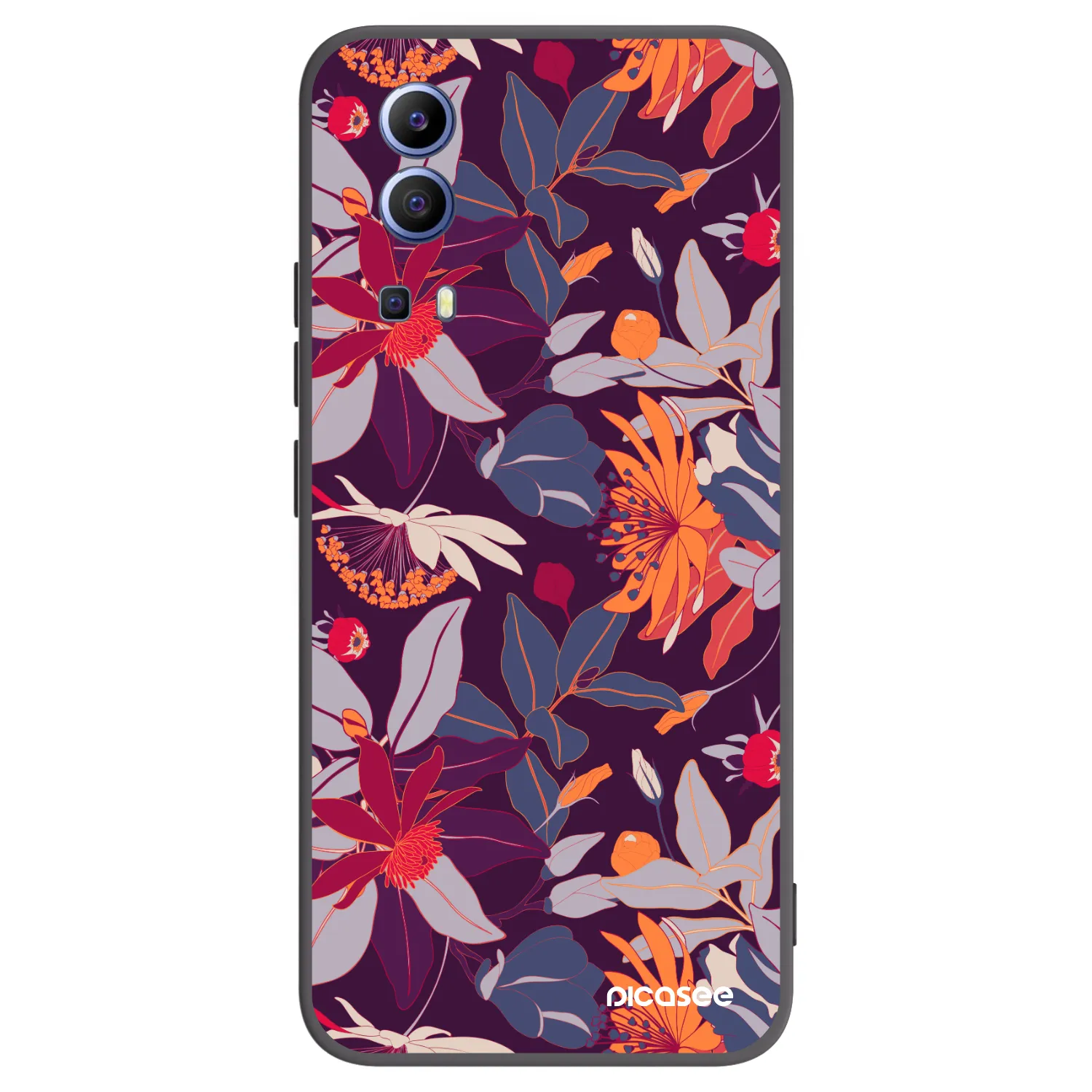 Picasee husă neagră din silicon pentru Vivo Y52 5G - Purple Leaf