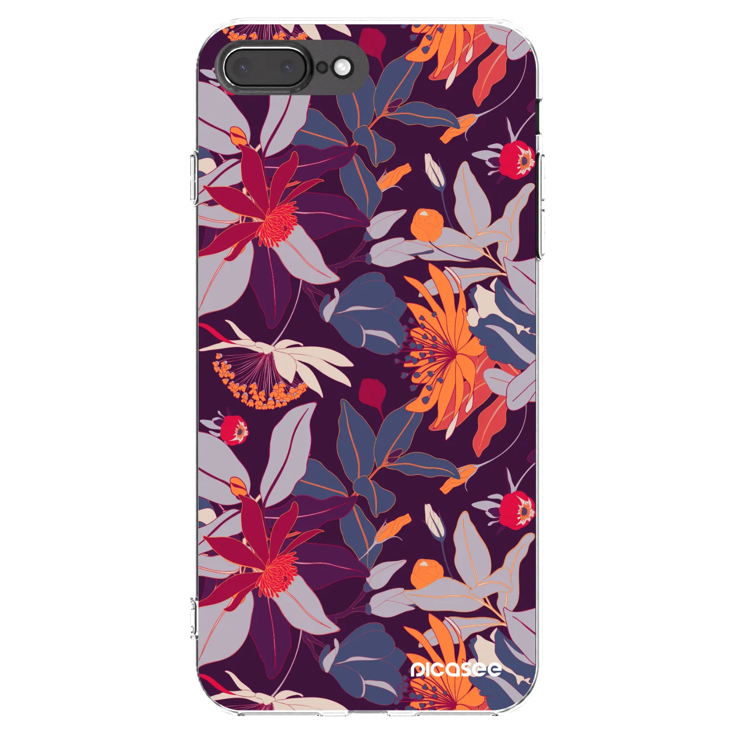 Picasee husă transparentă din silicon pentru Apple iPhone 8 Plus - Purple Leaf