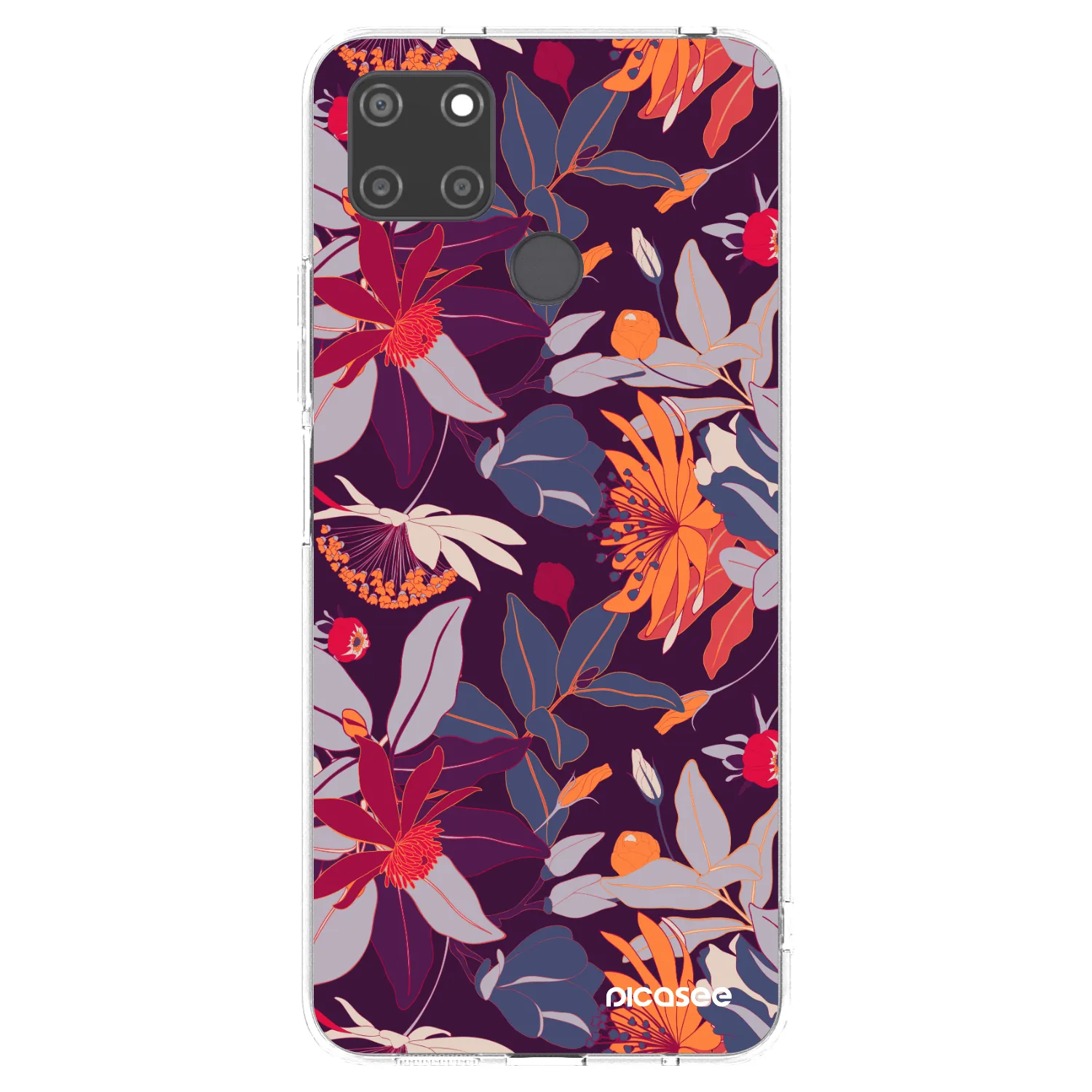 Picasee husă transparentă din silicon pentru Realme C21Y - Purple Leaf