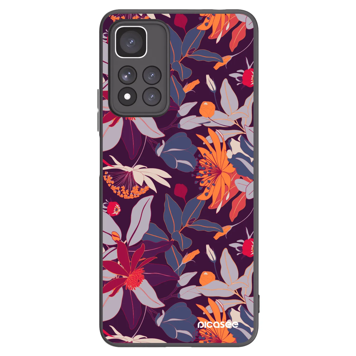 Picasee husă neagră din silicon pentru Xiaomi Redmi Note 11 Pro+ 5G - Purple Leaf