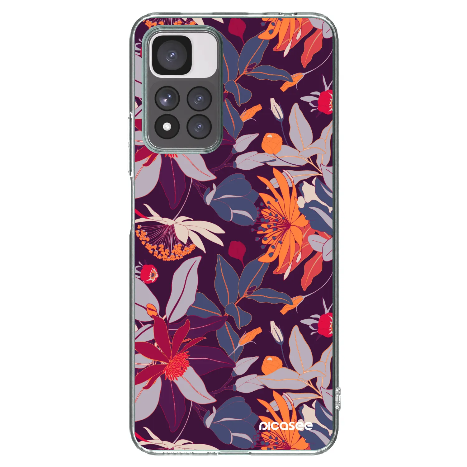 Picasee husă transparentă din silicon pentru Xiaomi Redmi Note 11 Pro+ 5G - Purple Leaf