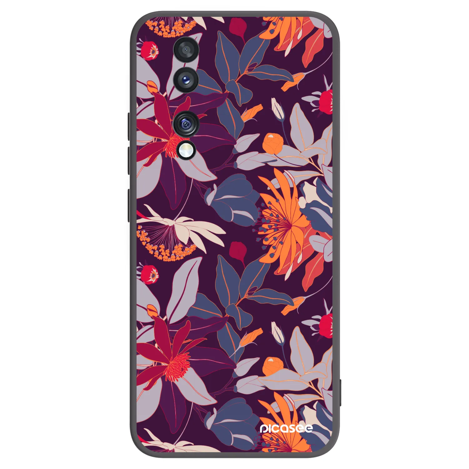 Picasee husă neagră din silicon pentru Honor 70 - Purple Leaf