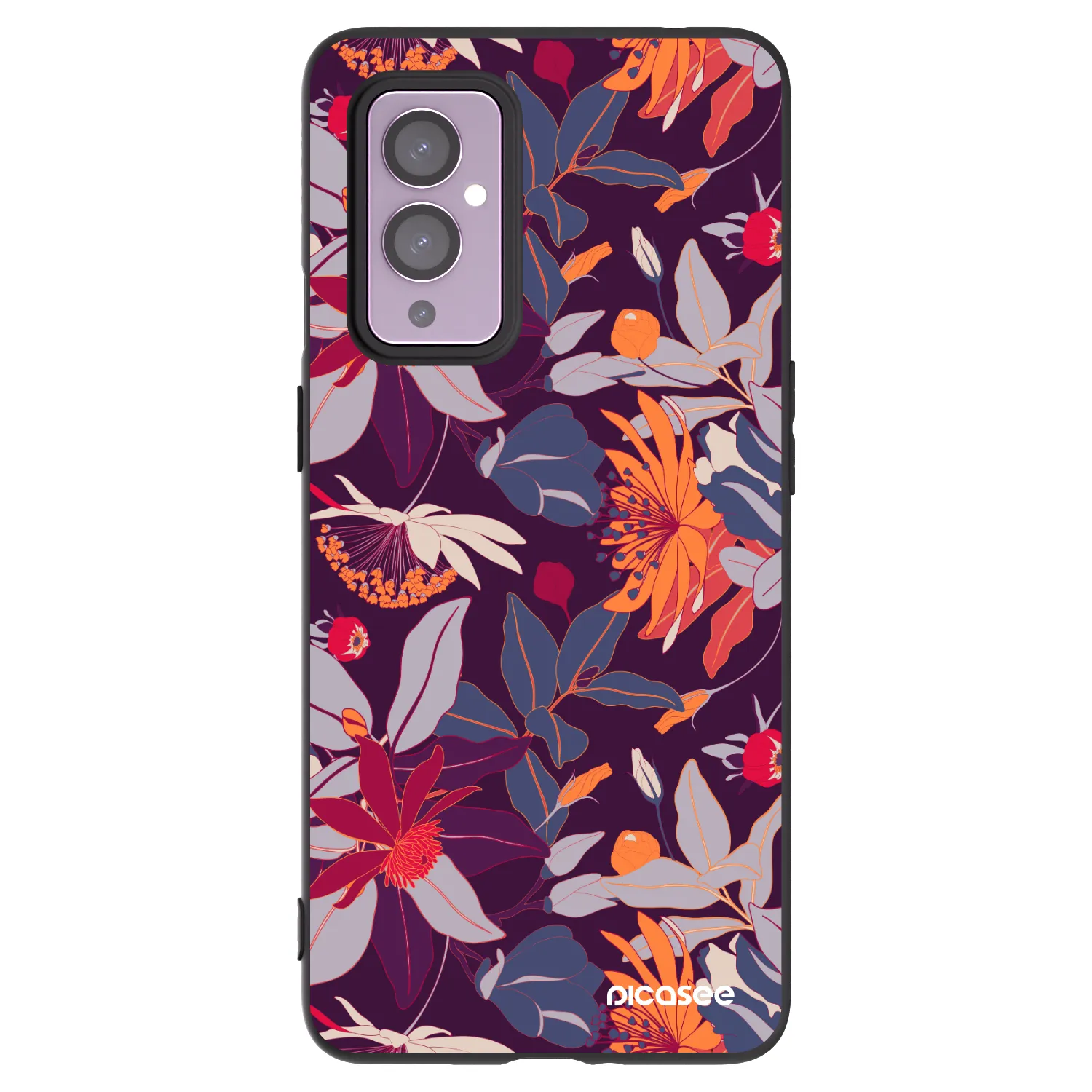 Picasee husă neagră din silicon pentru OnePlus 9 - Purple Leaf
