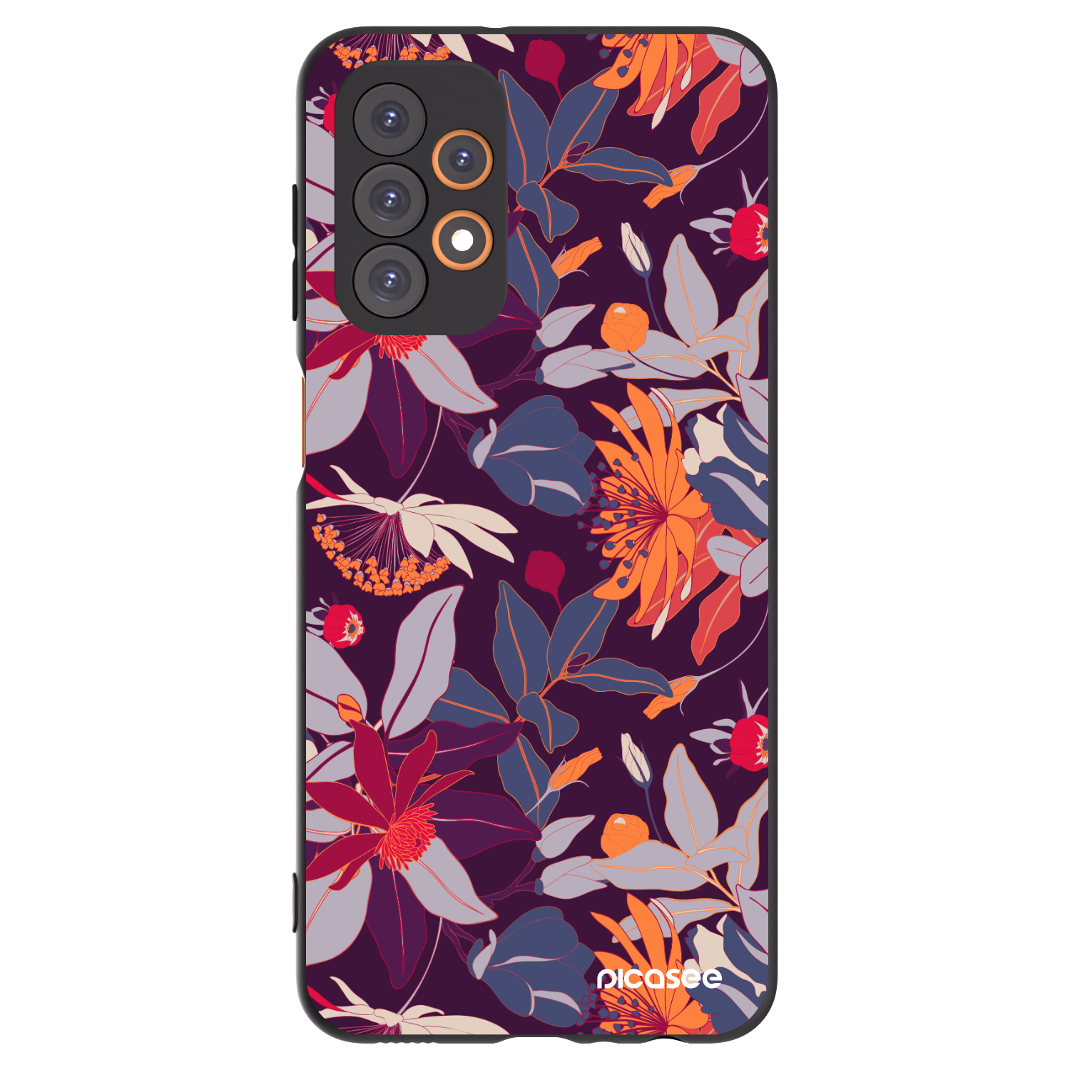 Picasee husă neagră din silicon pentru Samsung Galaxy A23 A235F 4G - Purple Leaf
