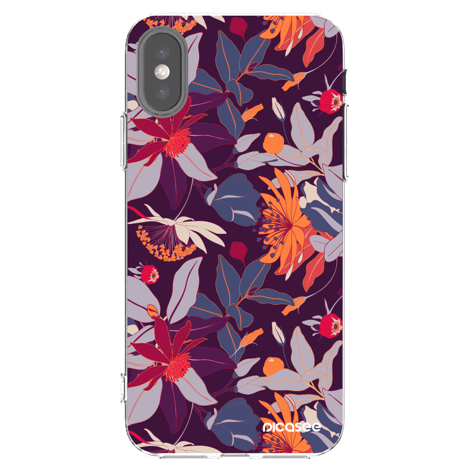 Picasee husă transparentă din silicon pentru Apple iPhone X/XS - Purple Leaf