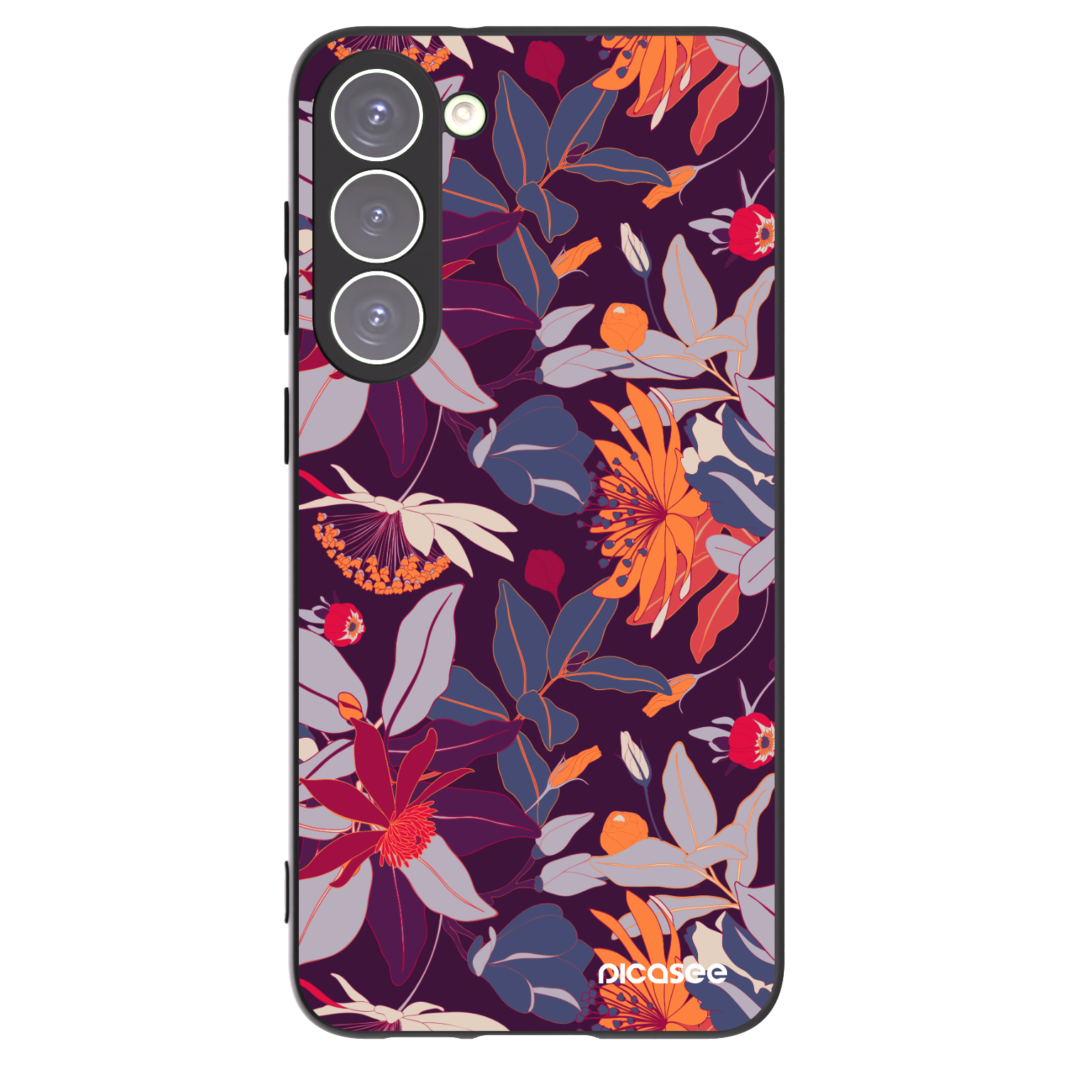 Picasee husă neagră din silicon pentru Samsung Galaxy S23+ 5G - Purple Leaf