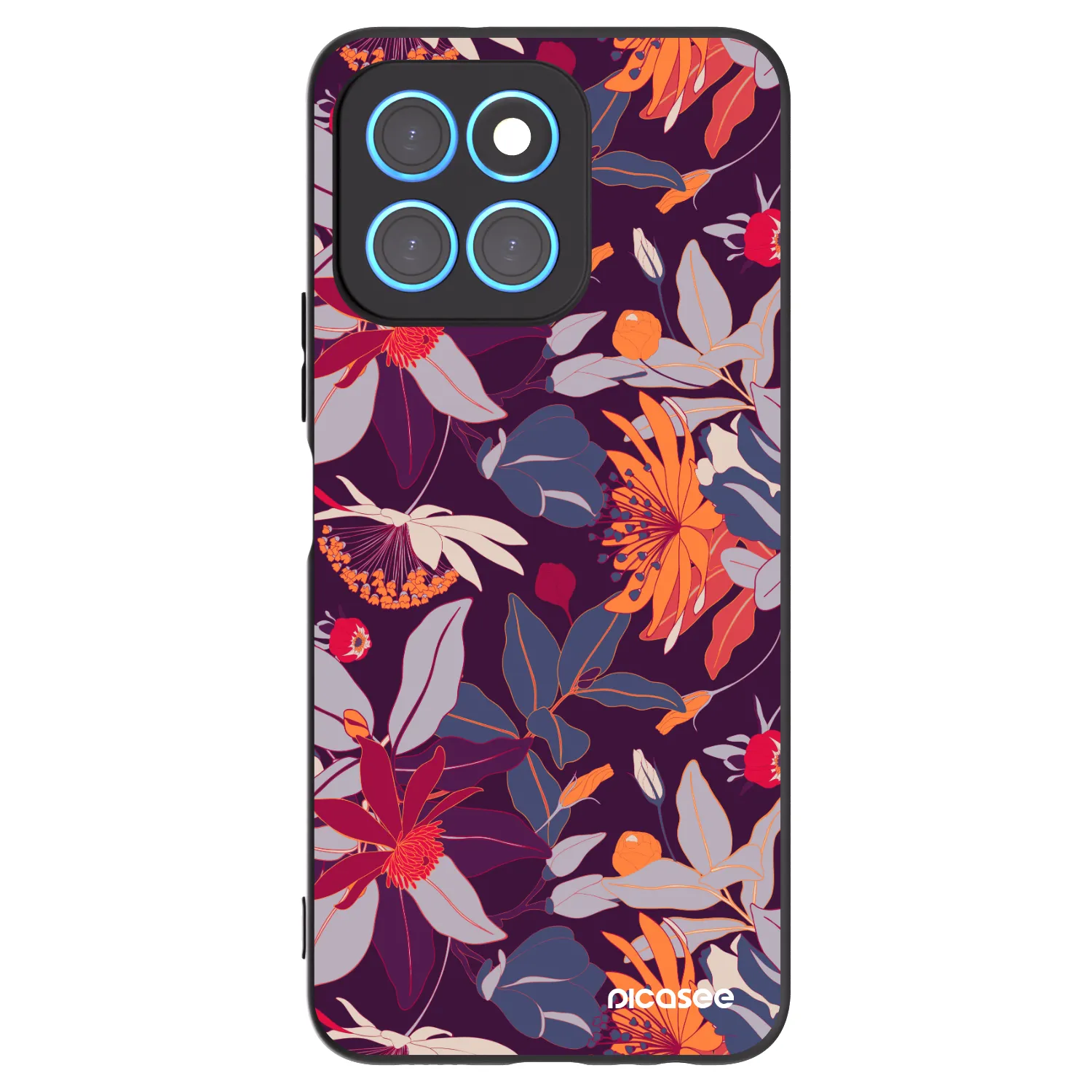 Picasee husă neagră din silicon pentru Honor X8 5G - Purple Leaf