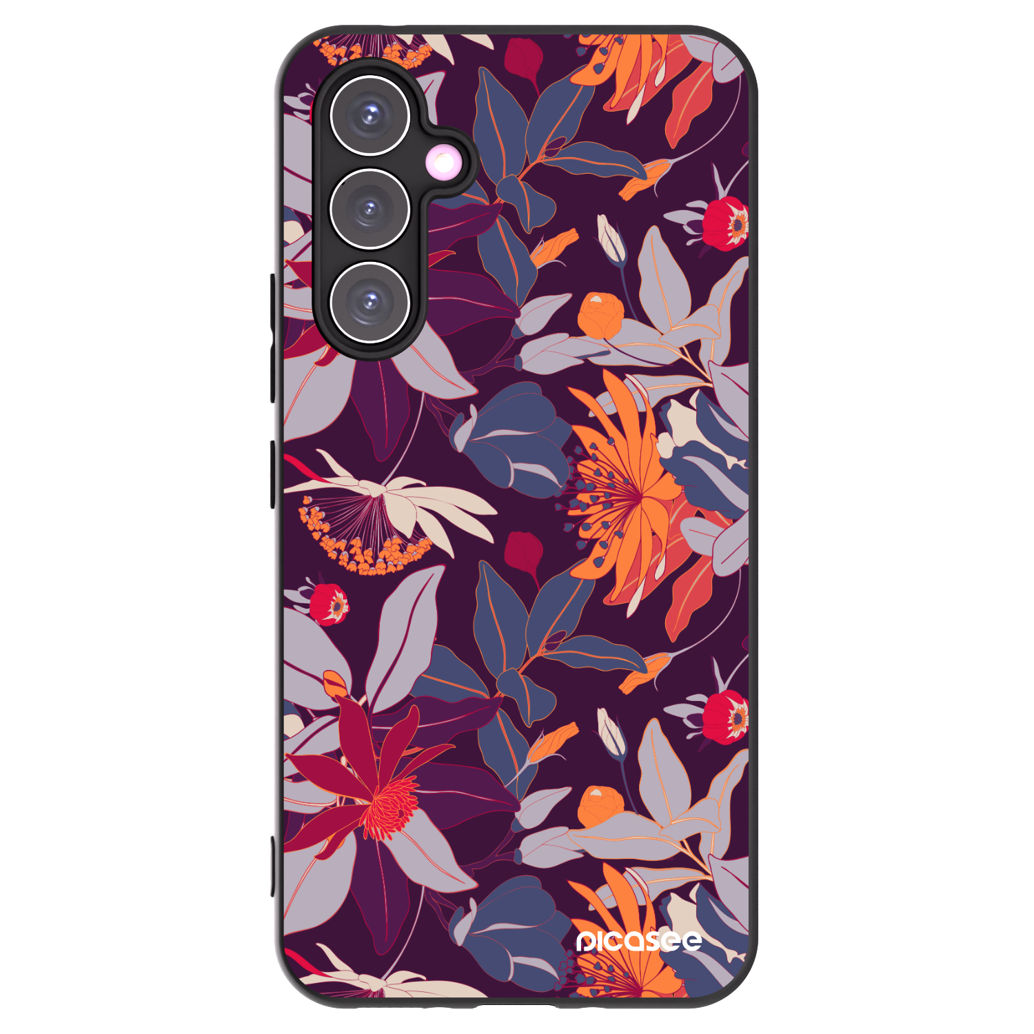 Picasee husă neagră din silicon pentru Samsung Galaxy A54 5G A546B - Purple Leaf