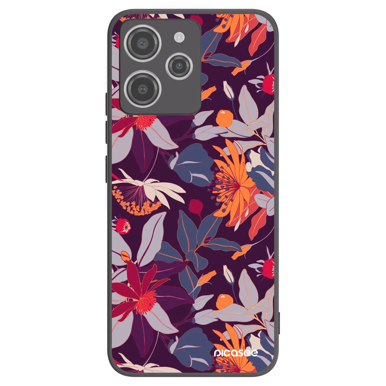 Picasee husă neagră din silicon pentru Xiaomi Redmi 12 4G - Purple Leaf