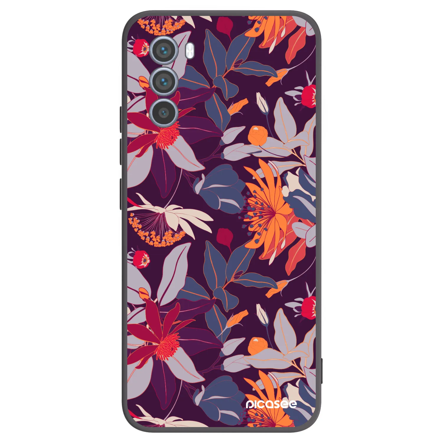 Picasee husă neagră din silicon pentru Motorola Moto G62 - Purple Leaf