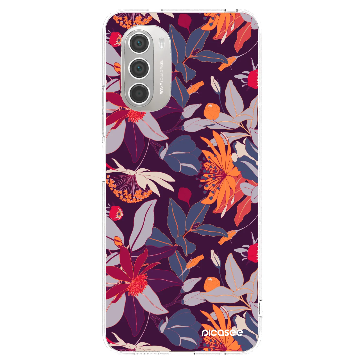 Picasee husă transparentă din silicon pentru Motorola Moto G51 - Purple Leaf