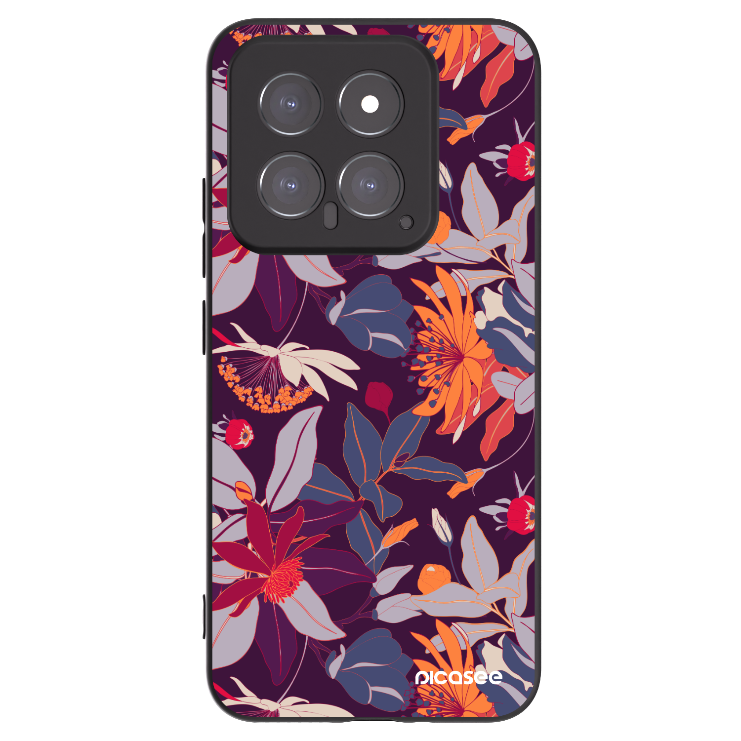 Picasee husă neagră din silicon pentru Xiaomi 14 - Purple Leaf