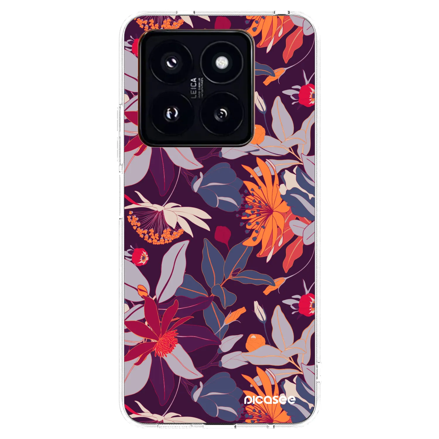 Picasee husă transparentă din silicon pentru Xiaomi 14 Pro - Purple Leaf