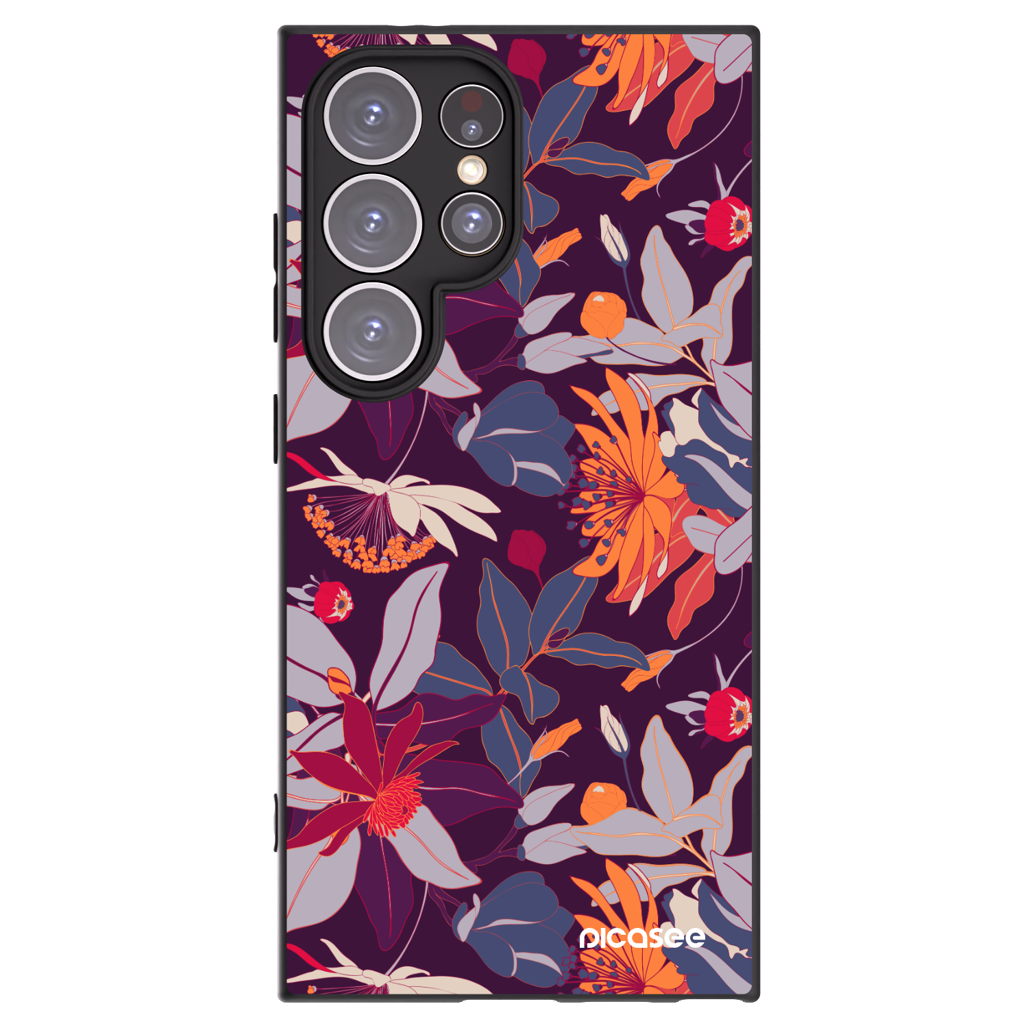 Picasee husă neagră din silicon pentru Samsung Galaxy S24 Ultra S928B 5G - Purple Leaf