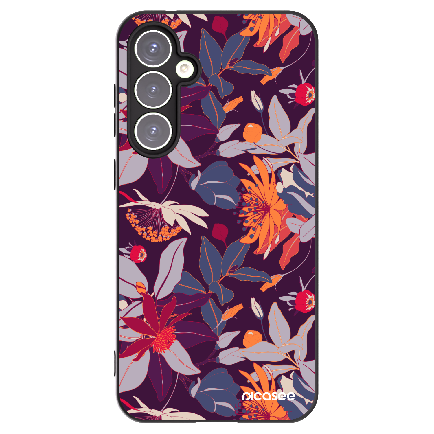 Picasee husă neagră din silicon pentru Samsung Galaxy S23 FE S711B - Purple Leaf