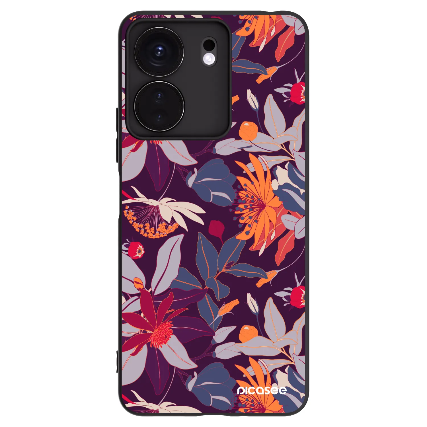 Picasee husă neagră din silicon pentru Xiaomi Redmi 13C 4G - Purple Leaf