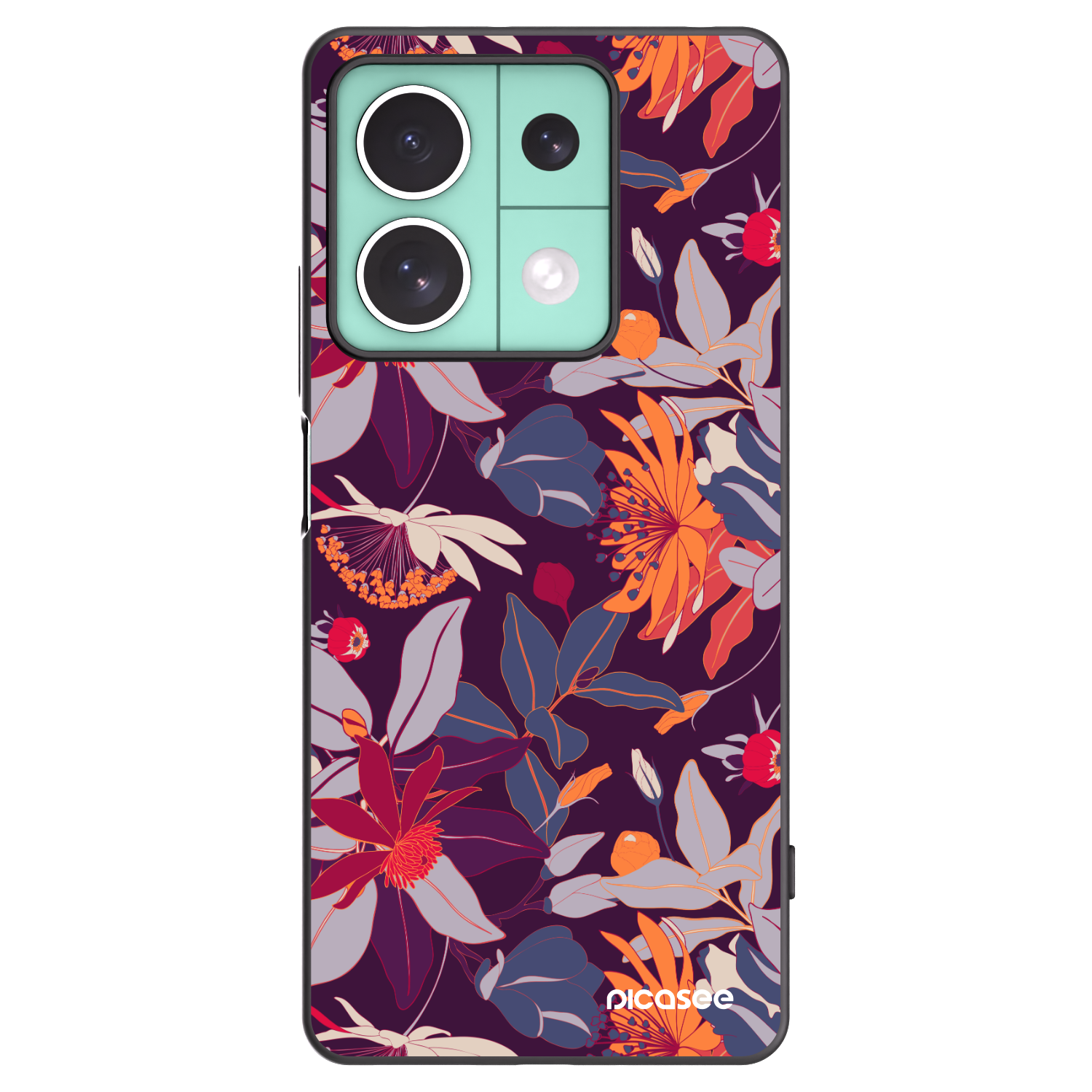 Picasee husă neagră din silicon pentru Xiaomi Redmi Note 13 5G - Purple Leaf