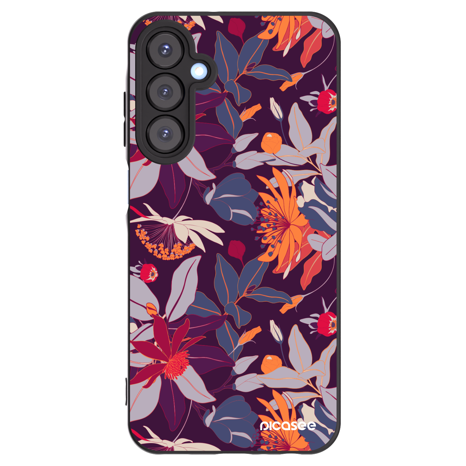 Picasee husă neagră din silicon pentru Samsung Galaxy A25 A256B 5G - Purple Leaf