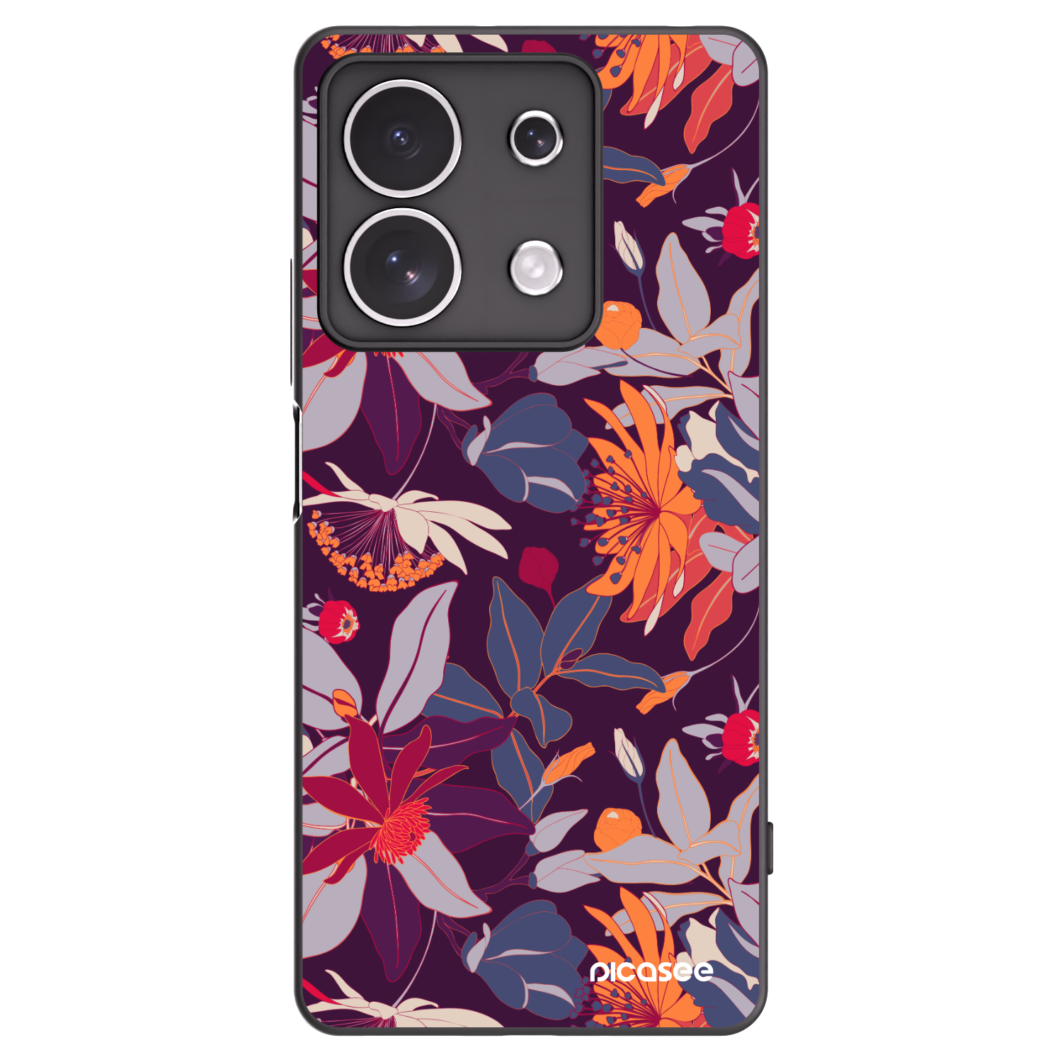Picasee husă neagră din silicon pentru Xiaomi Redmi Note 13 4G - Purple Leaf