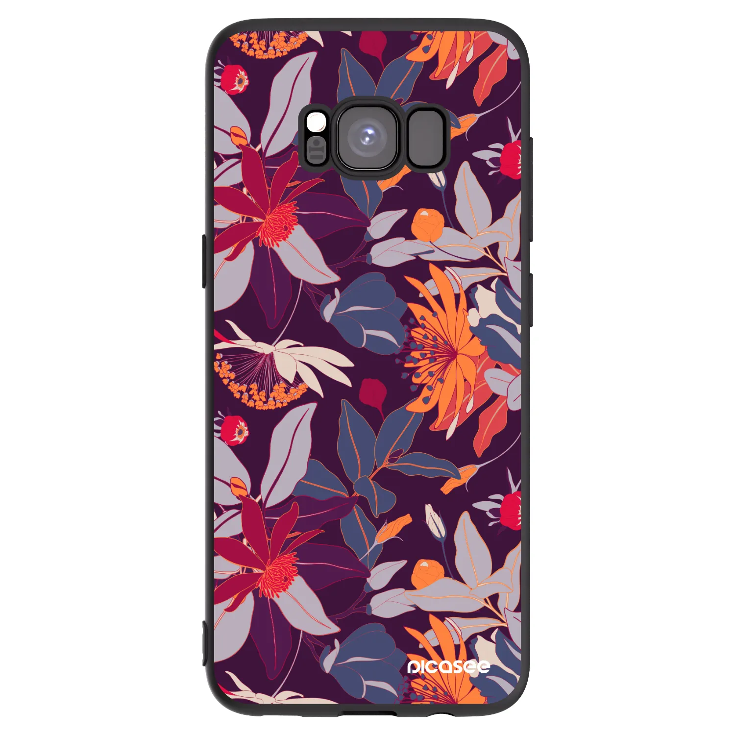 Picasee husă neagră din silicon pentru Samsung Galaxy S8 G950F - Purple Leaf